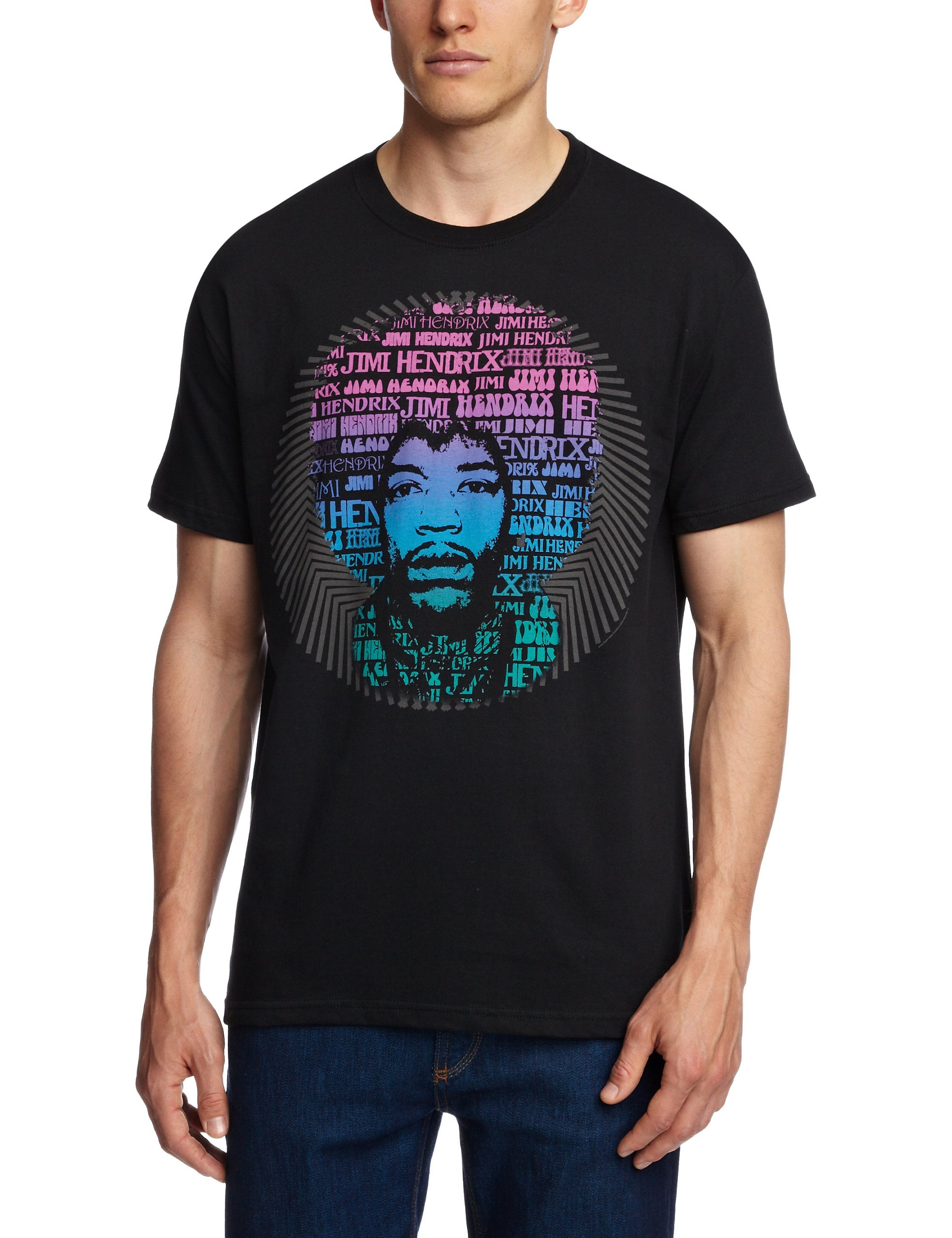 Jimi Hendrix Men's Afro Speech T Shirt, Black, XL UK