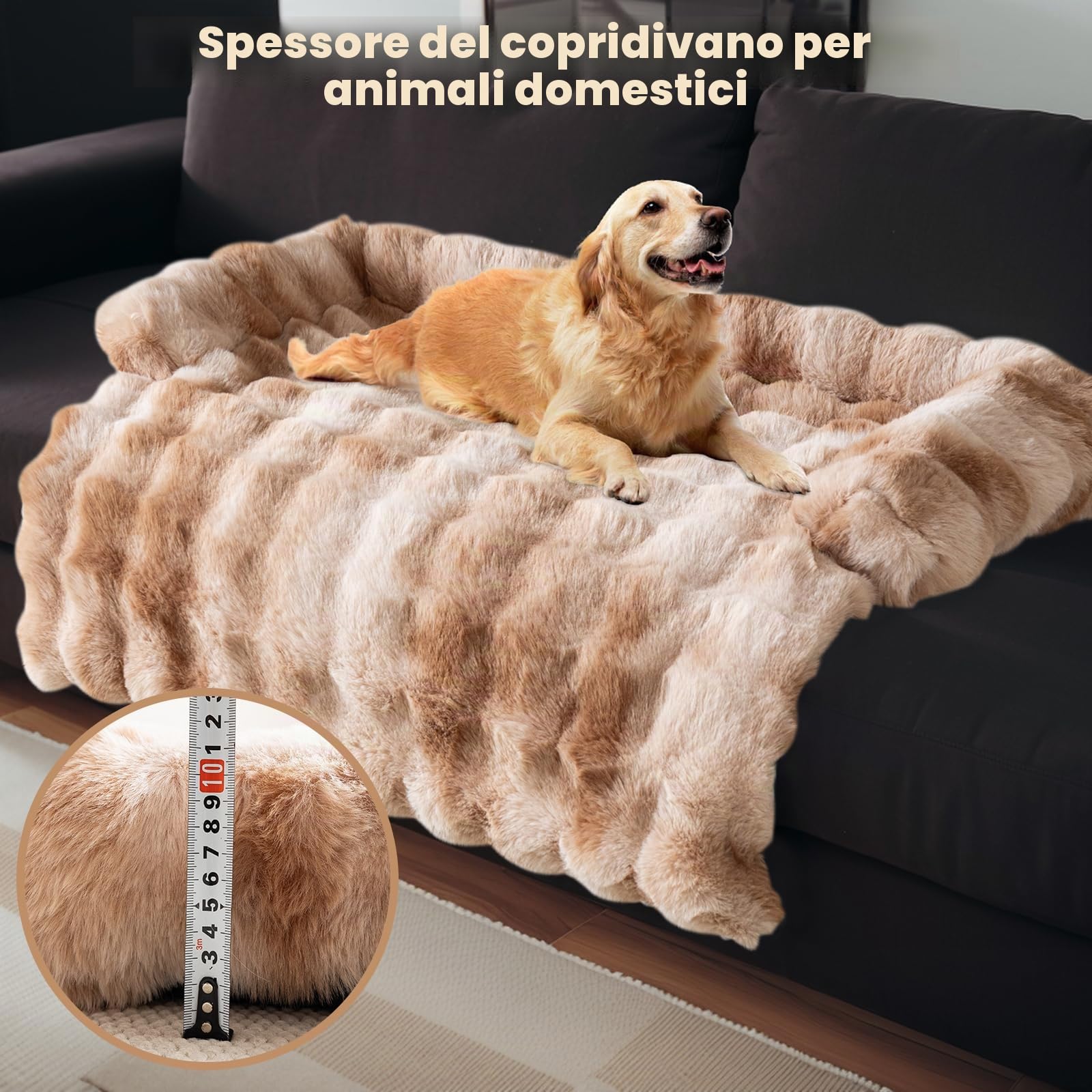 OKYUK Cuccia per cani, super comoda, per divano, lavabile a mano, antiscivolo, adatta per cani (Shaggy Gradient Curry, 75 x 75 x 13 cm)