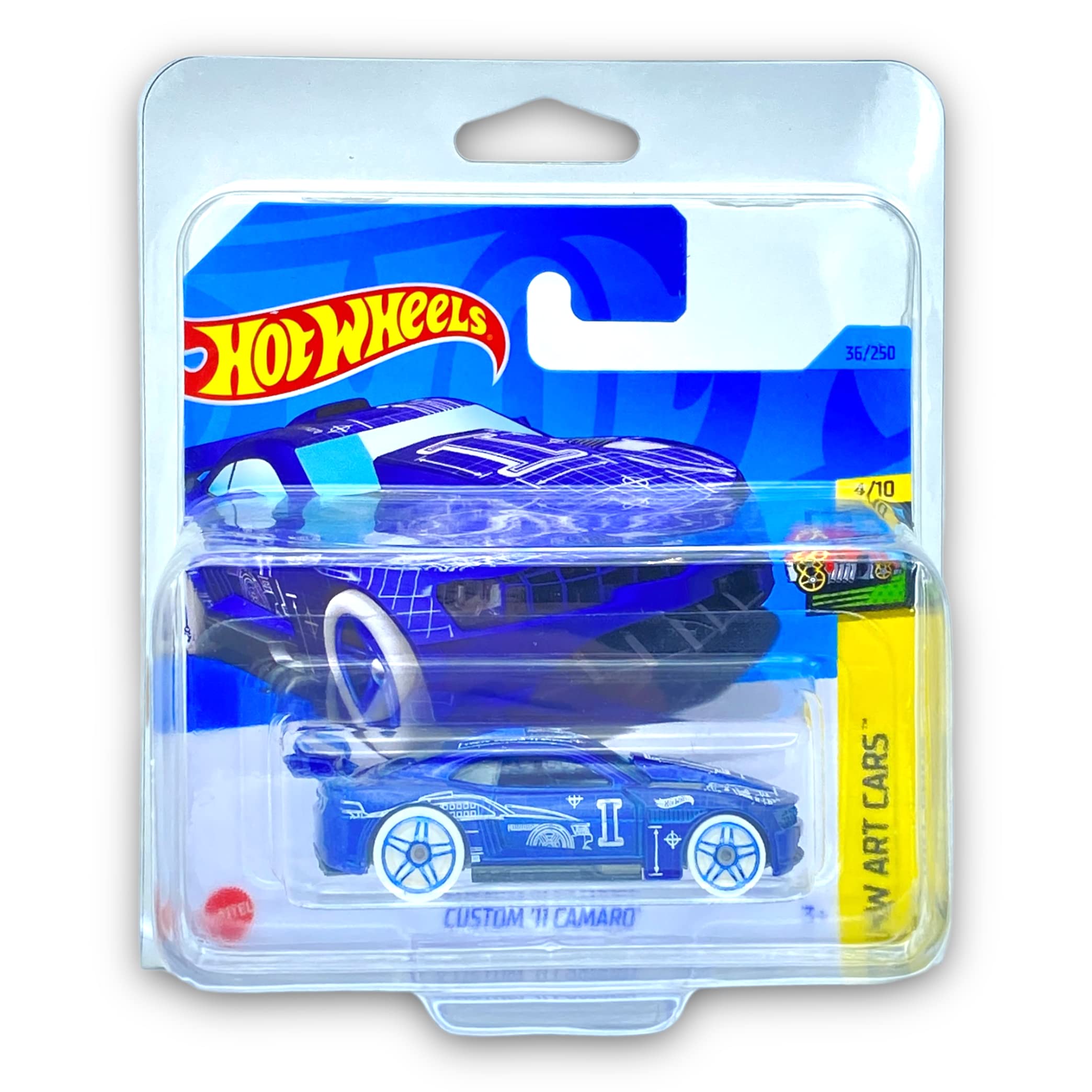 Hot Wheels Custom '11 Camaro (Blue) 4/10 HW Art Cars 2023-36/250 (Short Card) - COMES IN A KLAS CAR KEEPER PROTECTIVE COLLECTORS CASE - HKH48
