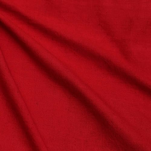Fabric Mart Direct Tela de lino de algodón rojo por The Yard, 42 pulgadas o 42.1 in de ancho, 10 yardas continuas Tela de algodón rojo, Tela de ropa
