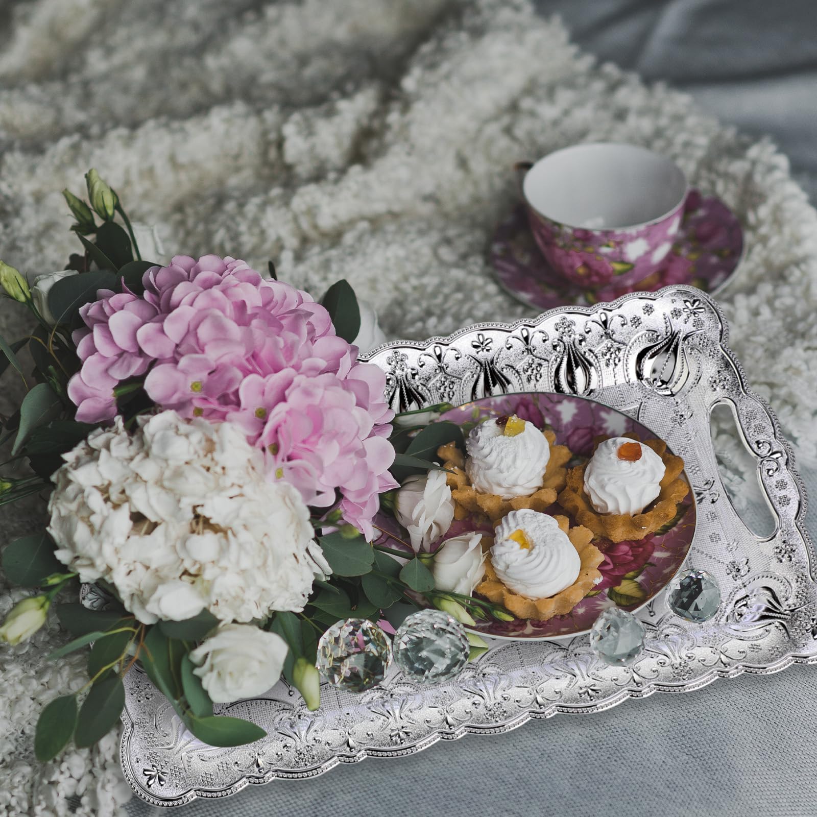 NAMOARLY Retro Decoratieve Serving Tray Met Handgrepen