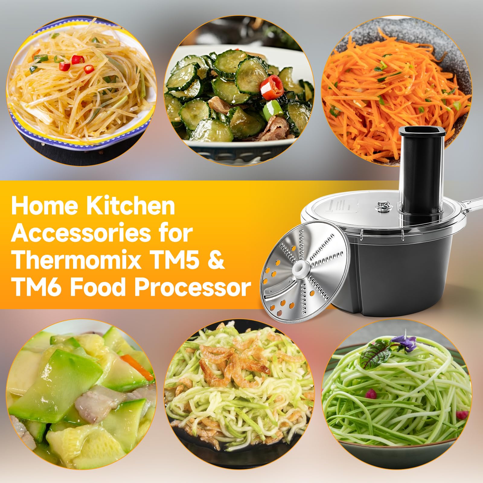 Gemüseschneider, Multifunktionaler Gemüsehobel für TM5 TM6, Effiziente Verarbeitung von Gemüse Küchenreibe Maschinenzubehör, Vegetable Chopper Slicer Gemüsefriseur mit zwei Schnittstärken
