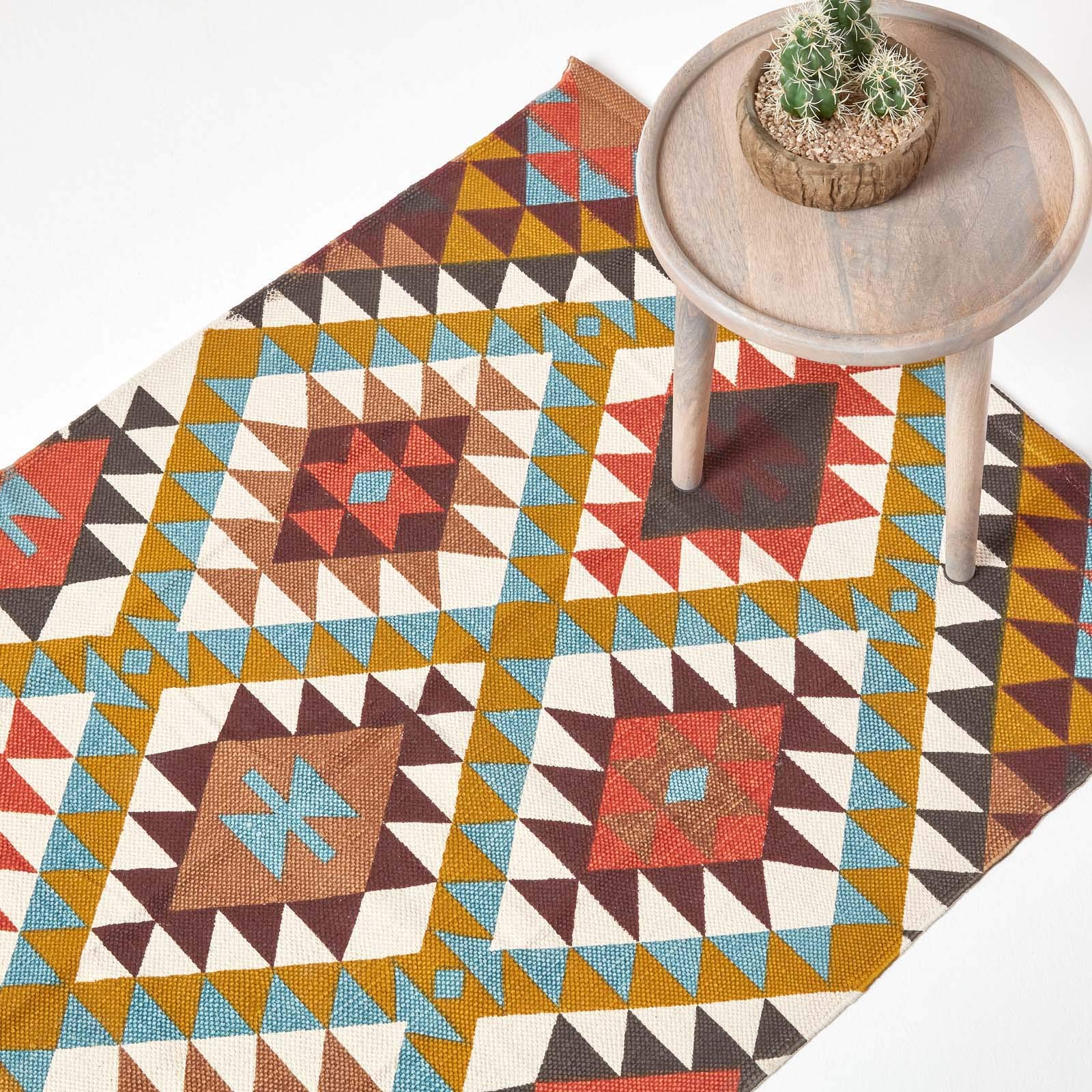 Tapis en coton à imprimé géométrique multicolore Oslo 90x150cm