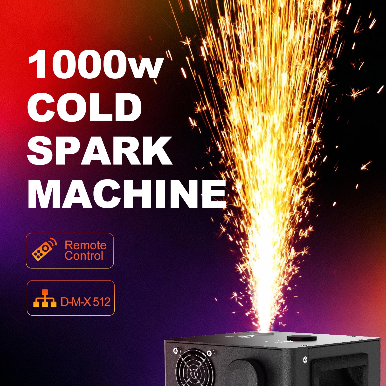 2PCS 1000W Professionnel Machines Pyrotechniques, d-mx512 & Télécommande sans fil Machine à Étincelles Froides Zéro Pollution pour Mariage Fête Scène Noël Halloween
