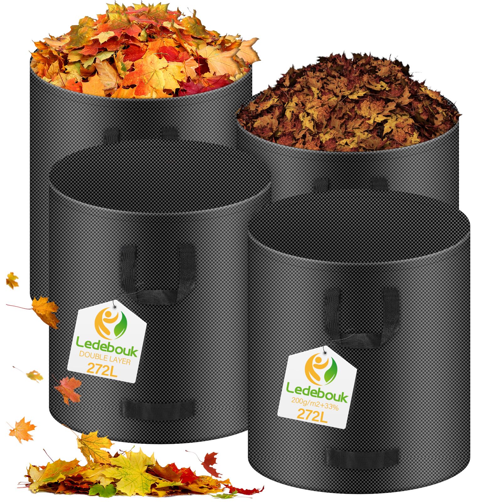 Sacchi Per Rifiuti Da Giardino 272L - 4 Pezzi Impermeabili E Anti-Strappo | Per Foglie, Erba, Rami - Foto 9