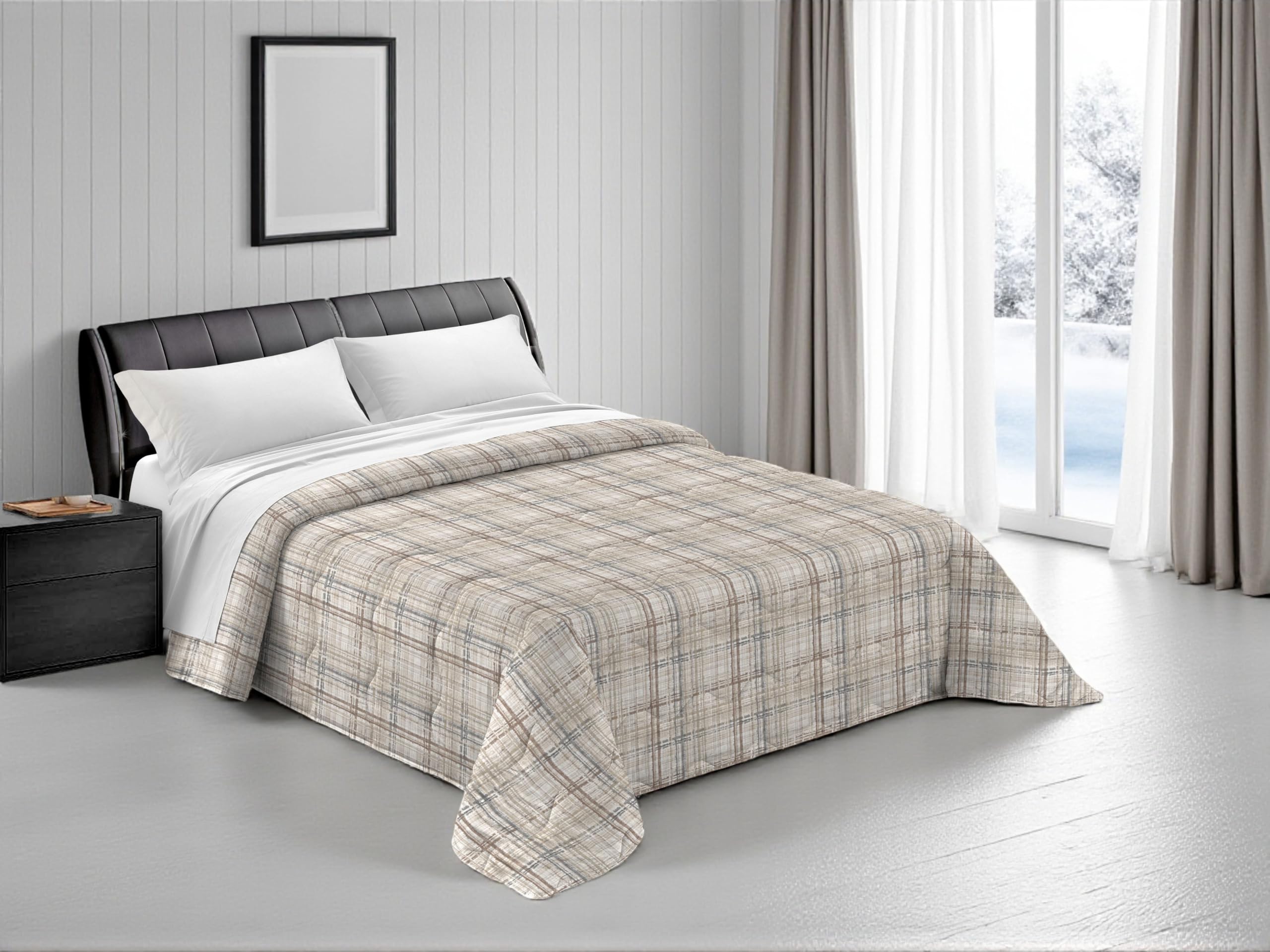 Tex Family Trapunta Invernale Super Mare – Piumone 300gr/mq Con Fantasia Coralli E Conchiglie, Microfibra, Misura 220x260 Cm, Made In Italy