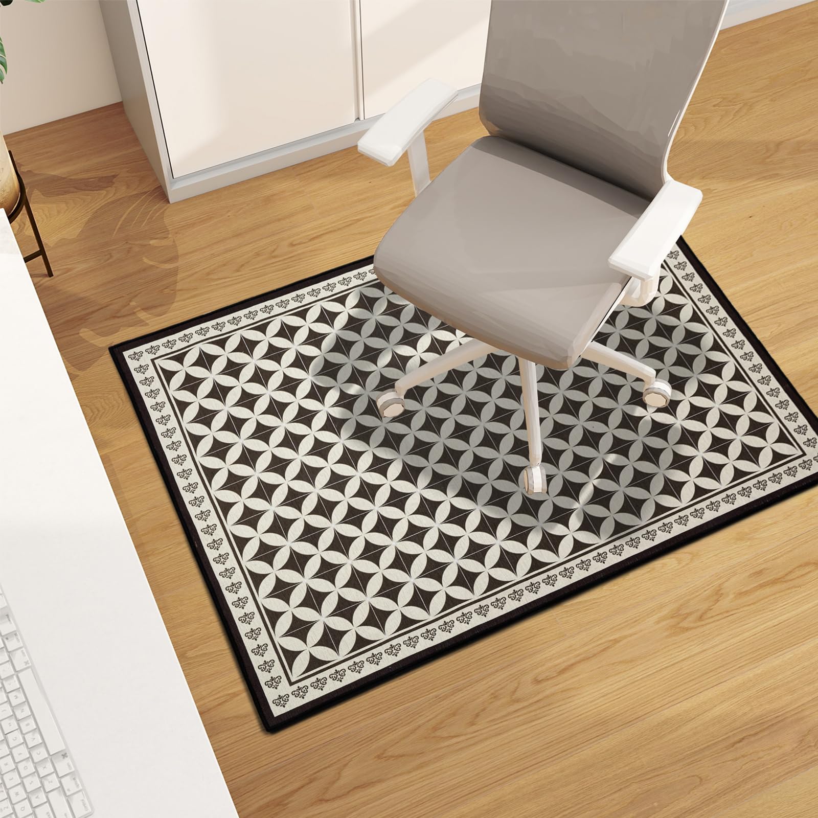 Office Chair Mat for Hardwood Floor, 48"x36" Easy Glide Computer Desk Mat Protector for Rolling Chair Under Desk Rug Nonslip Backing, Machine Wash (Modern)