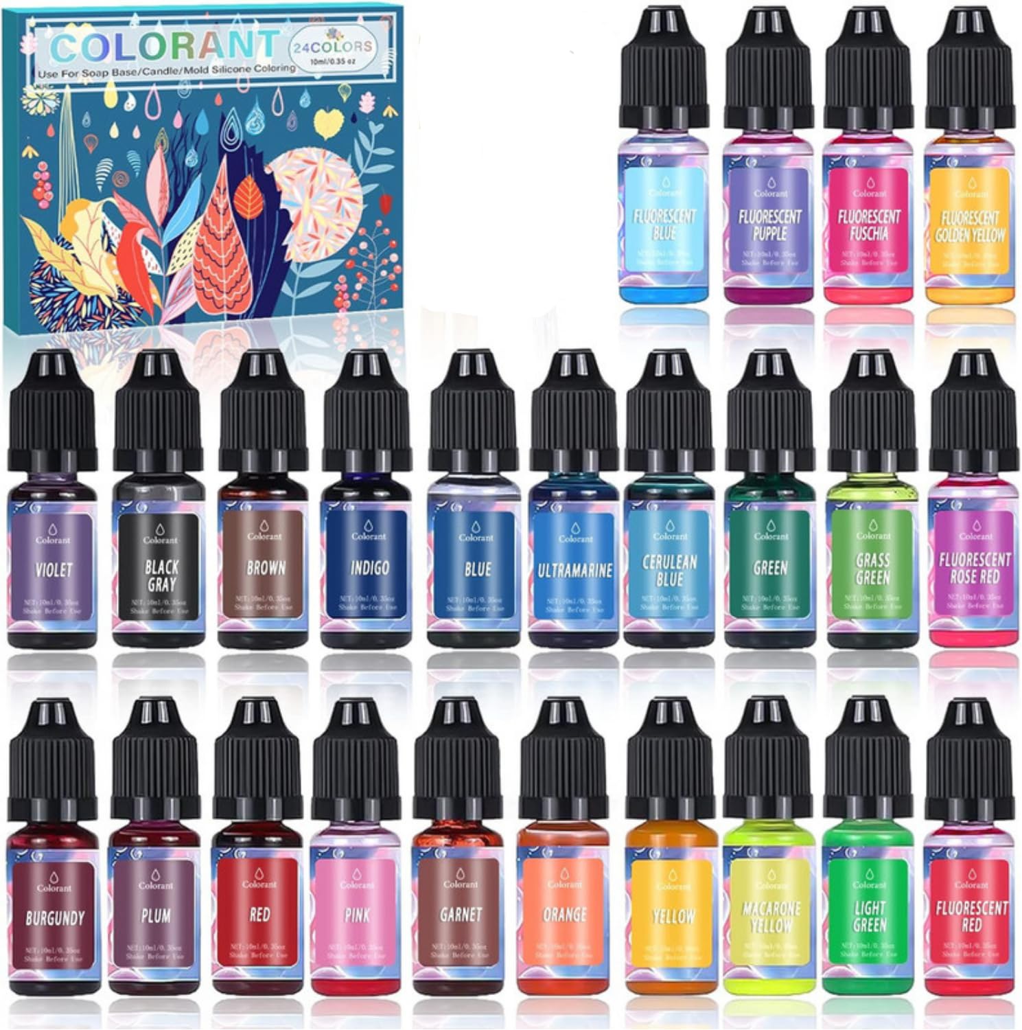 Artnery Liquid Candle Wax Color Set, 24 Colors Dye for Candle