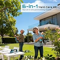 Vista 2 de SEESII Motosierra de poste inalámbrica, cortasetos, tijeras de podar, kit de herramientas de jardín extensible alimentado por batería de 4000 mAh