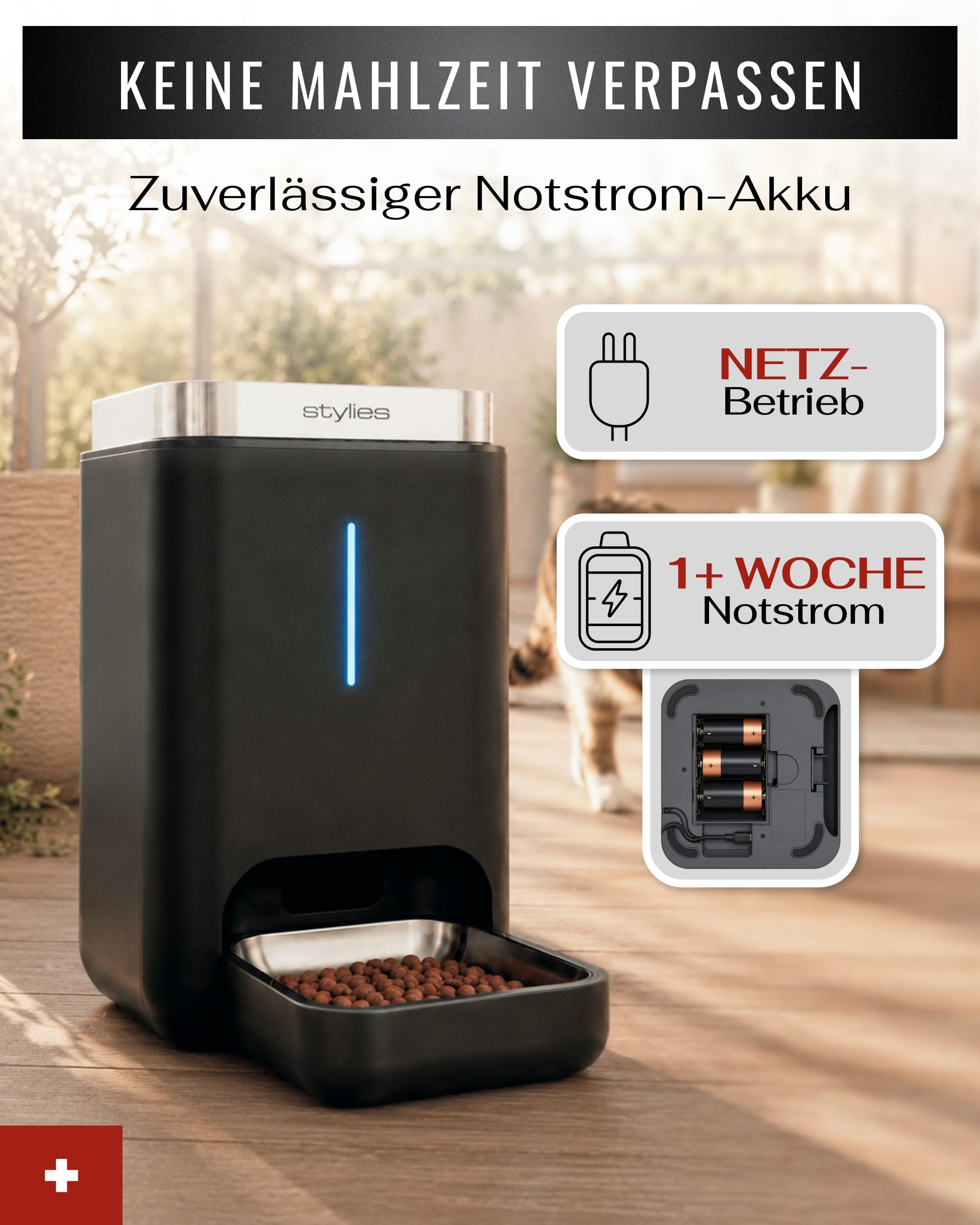 Futterautomat Katze 4,5L mit WiFi & App, Katzenfutter Automat für Trockenfutter, Edelstahlnapf, bis 10 Mahlzeiten/Tag, Futterspender für Katze & Hund – Anthrazit