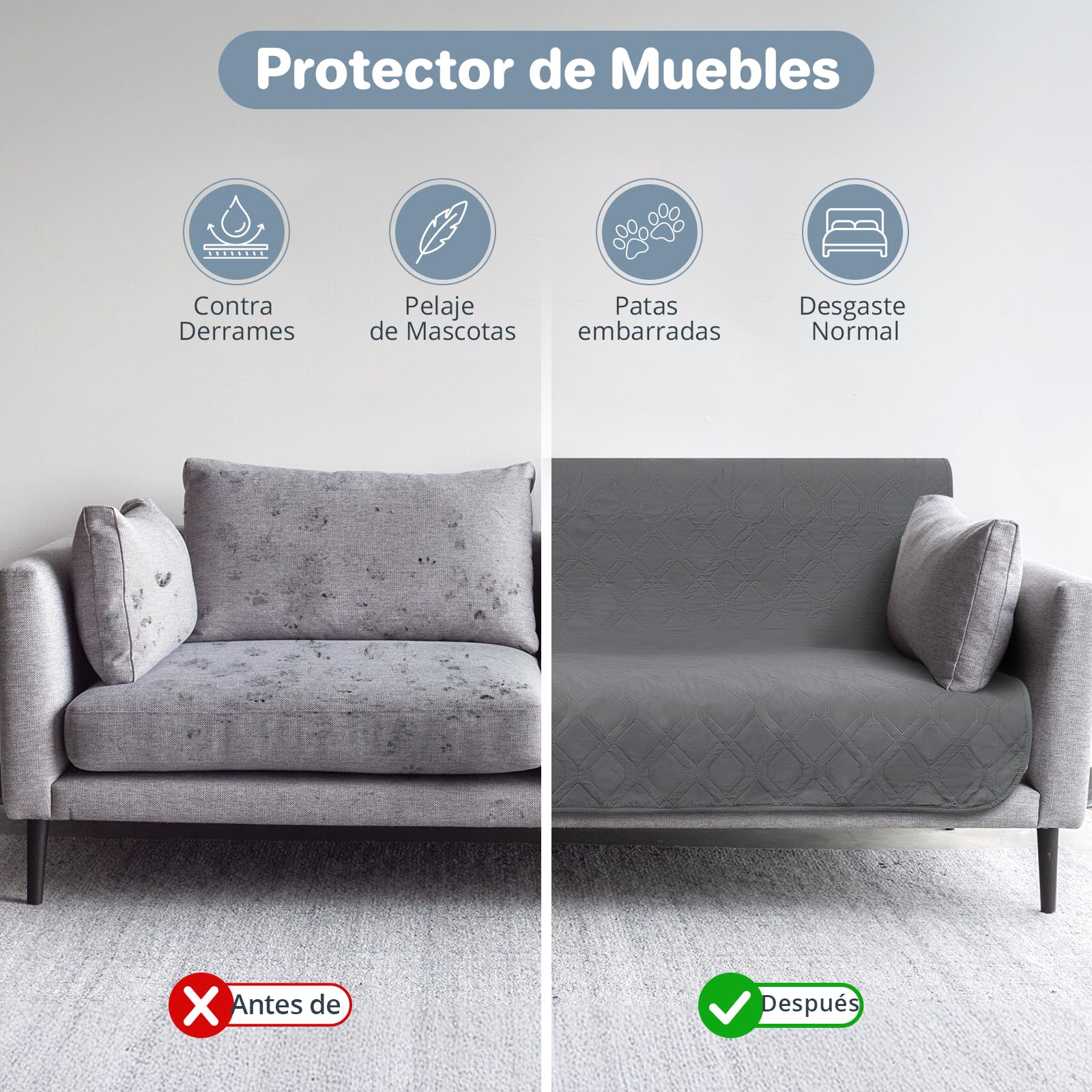 Funda Impermeable para Sofá, Funda para Cama, Funda para Mascotas, Sofá, Funda para Muebles de Sofá, Lavable a Máquina, Apta para Perros, Gatos, 76x190cm