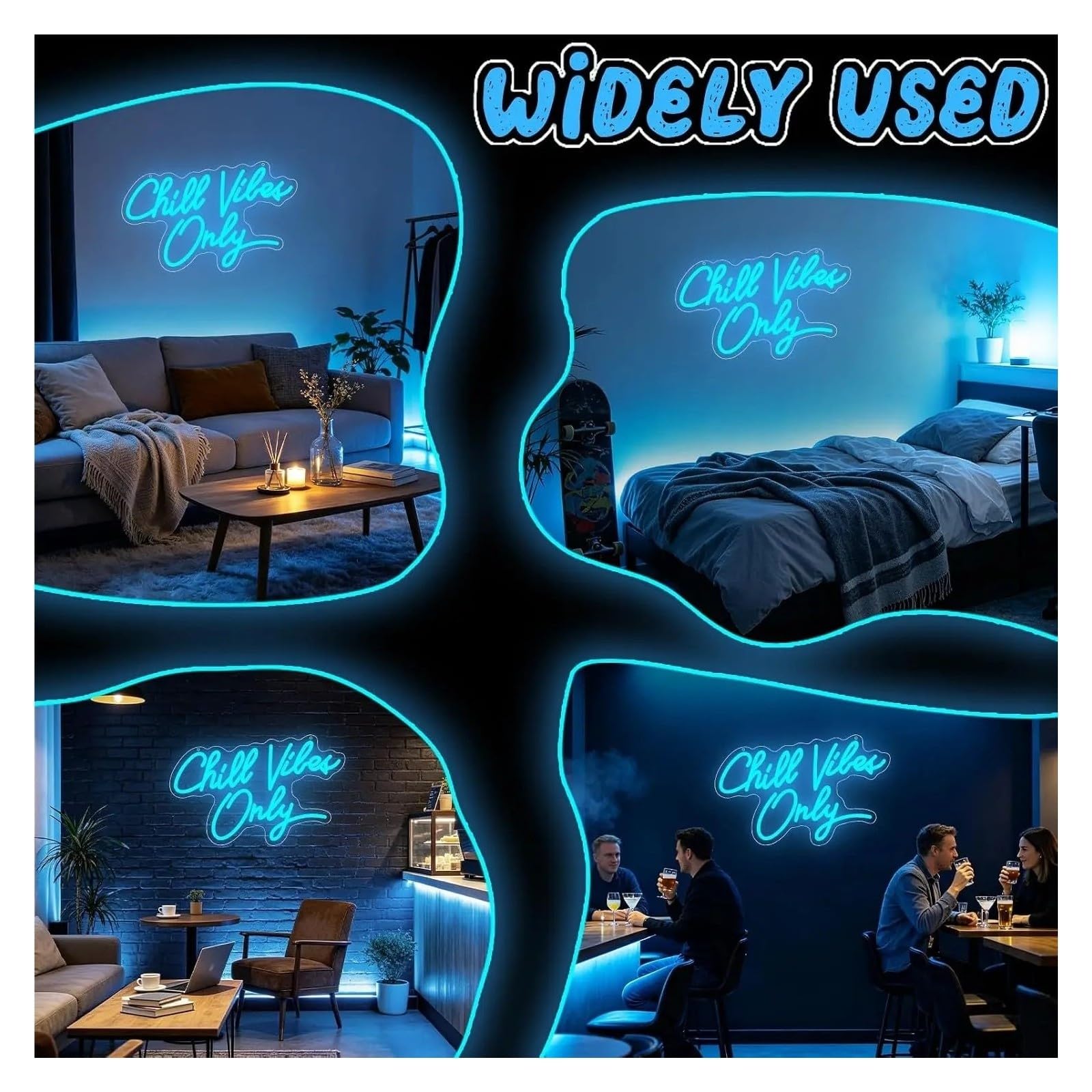 Decoración Lámparas Letrero De Neón LED Solo Chill Vibes