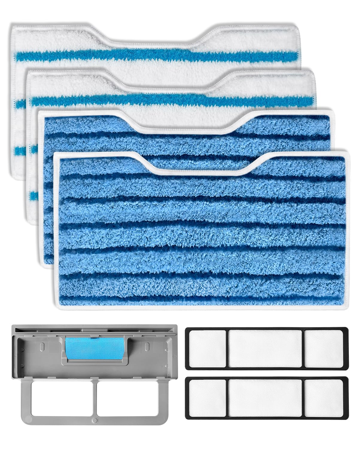 4 Reusable Refills for Shark Vacmop Pads, Compatible with Shark VacMop 2-in-1 Cordless Hard Floor Vacuum Spray Mop, Vac Mop Pads for VM200UK VM200UKPL VM200UKGN with 1 Upgraded Dirt Chamber + 2 Filter