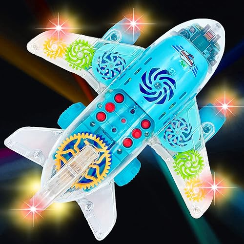 Miniatura 6 de ArtCreativity Juguete de avión transparente iluminado para niños pequeños de 1 a 3 años, divertido juguete de avión para niños de 3 a 5 años, con