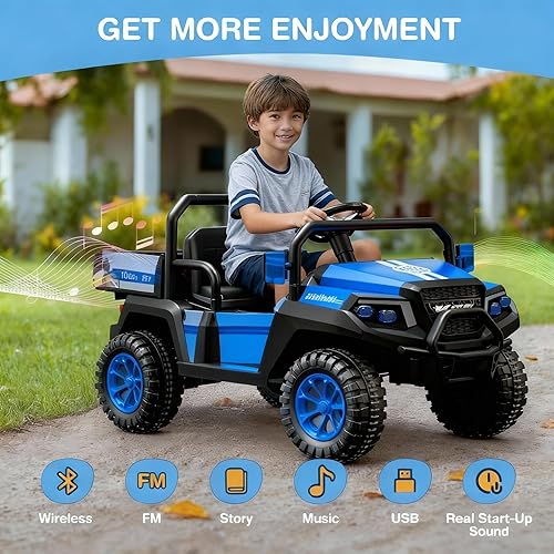 Miniatura 3 de R8 Apex - Juguetes de paseo de 24 V para niños grandes, auto 4WD con control remoto, auto eléctrico UTV de 2 plazas, cama de maletero de camioneta,