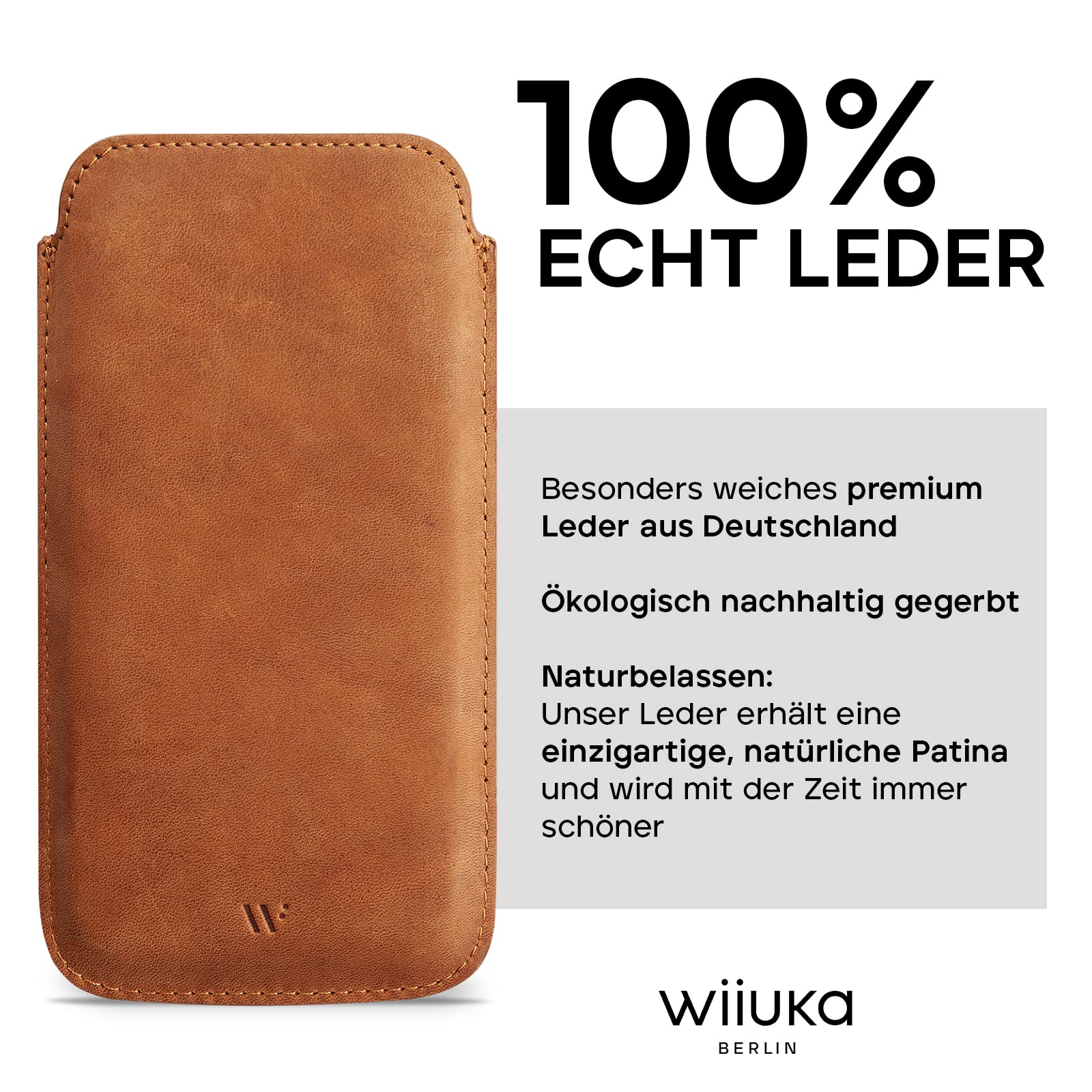 WIIUKA Lederhülle Für IPhone 16e – Ultradünn, Aus Deutschem Echtleder & Mit Qi-Ladung