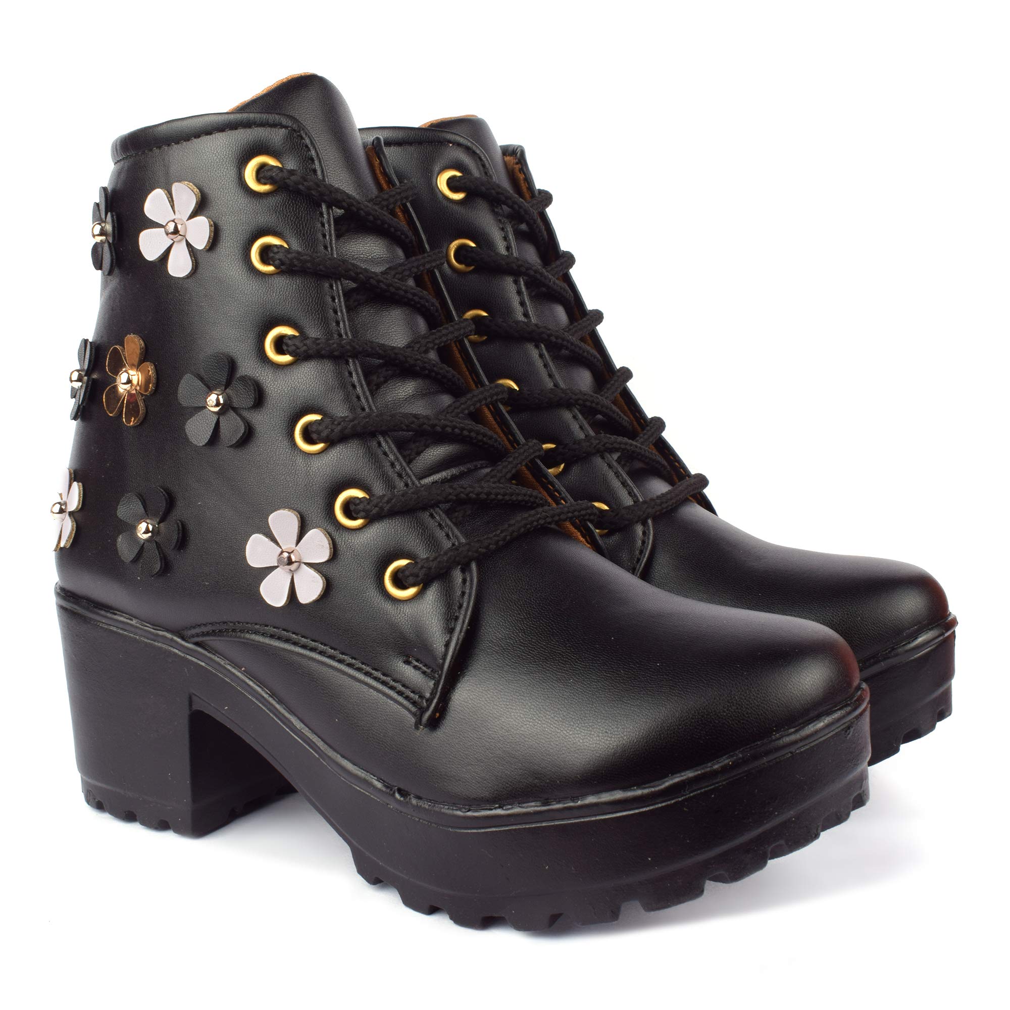 Classic Black Boots for Women & Girls – Fashionable High Ankle Winter Shoes Soft Insole Lightweight & Durable – Casual Wear