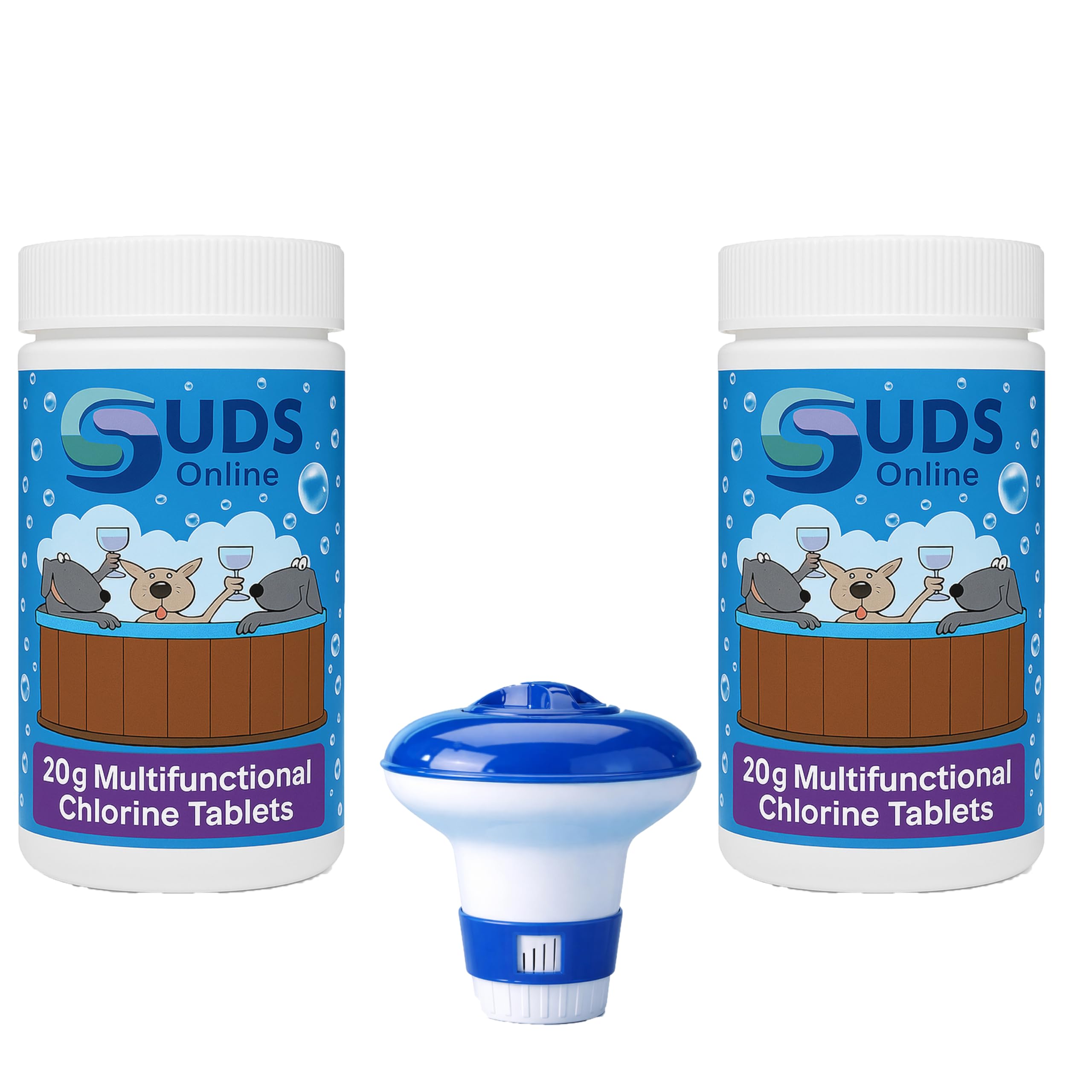 Suds-Online Chlorine Floating Dispenser With 100 X 20G Tablets For Pools Spa Hot Tub