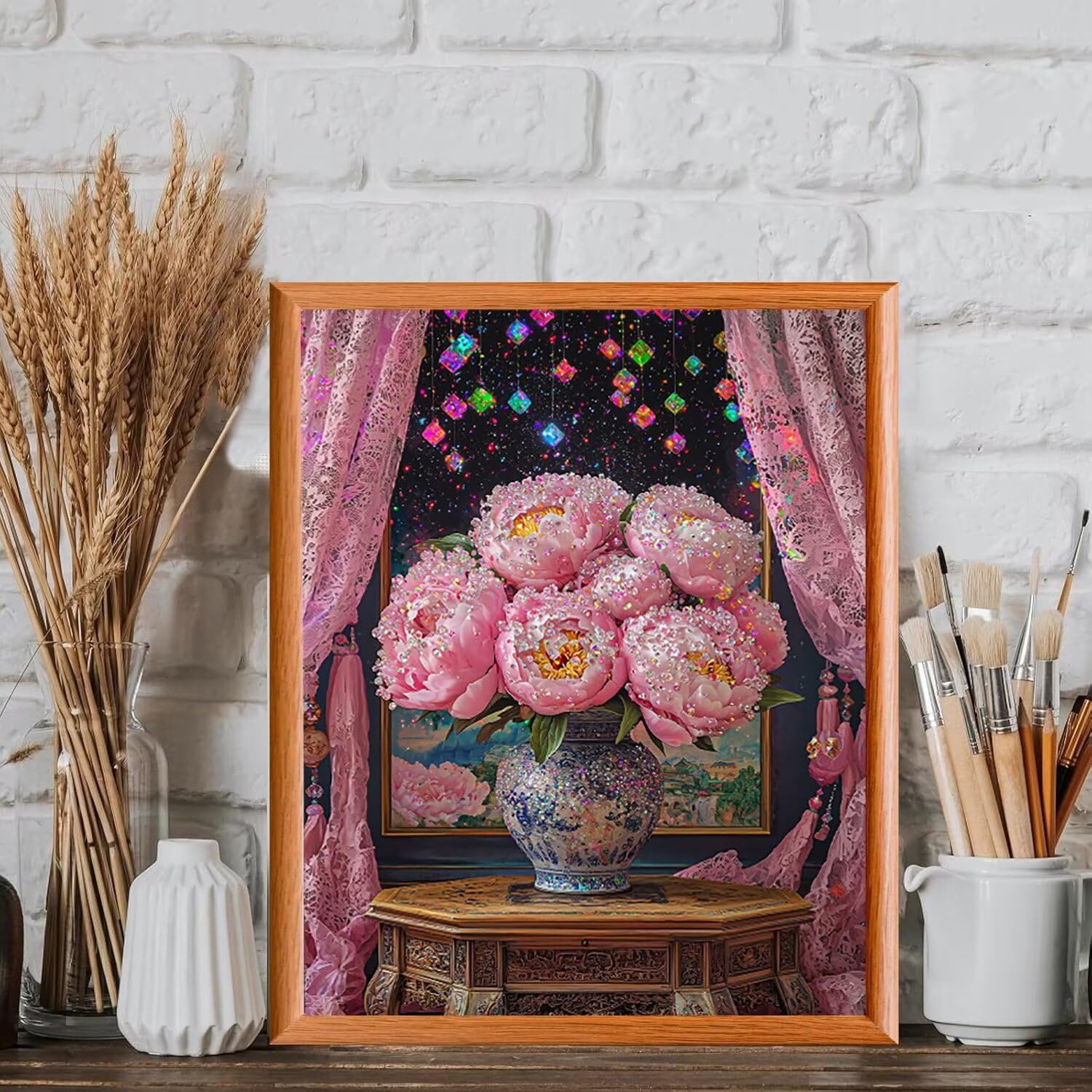 WEISHIWE Doniczka piwonii Malowanie według numerów dla dorosłych, 60x80cm w