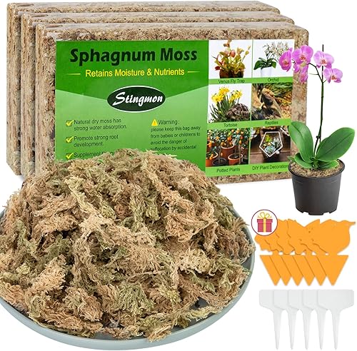 Mezcla para macetas de orquídeas de musgo esfagnum de alta calidad, 25 cuartos de galón de turba natural para plantas, medio de cultivo de plantas