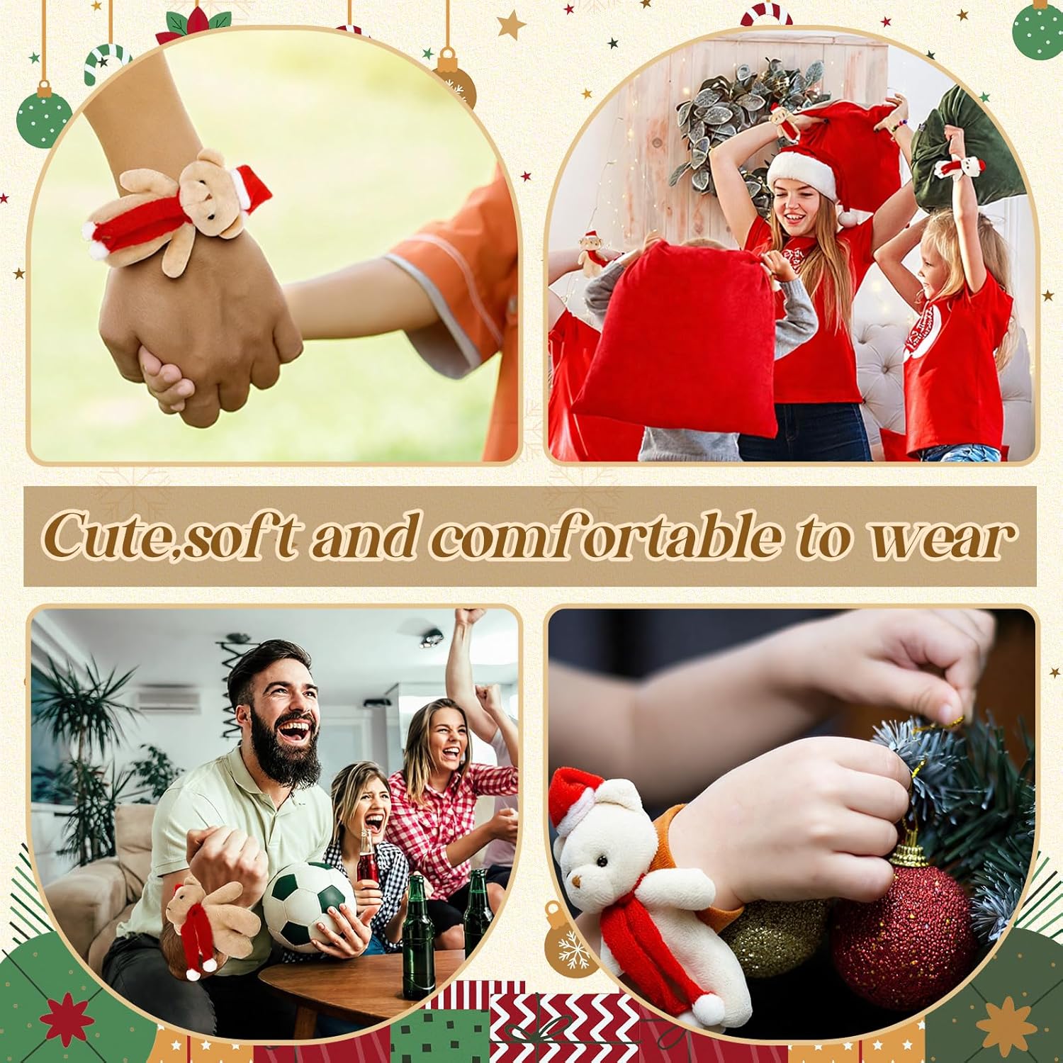 Soulchen 24 Pcs Animal Slap Bracelets Kids Christmas Gift Stuffed Animal Snap Bracelets Christmas Party Favors Decorations Stocking Stuffers Xmas Goodie Supplies Classroom Prizes - Image 6