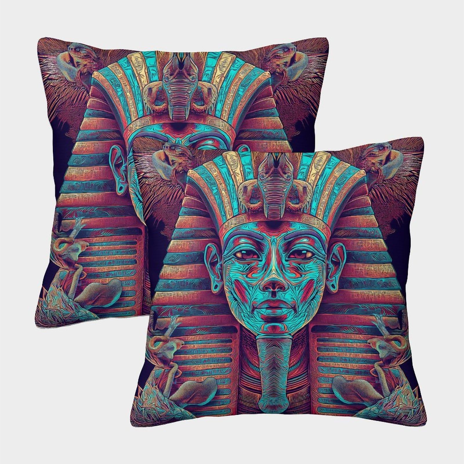 kaiyun 2 Pack Pharaoh Pillowcase 45x45cm, Cushion Cover,3D Digital Printing Bed Sofa Decorative