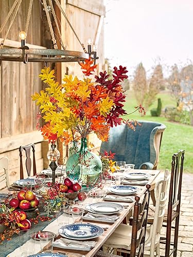 Miniatura 3 de Briful 6 tallos de hojas artificiales de otoño de 32 pulgadas, ramas de follaje de otoño de hojas de roble en aerosol para el hogar, cocina, granja,