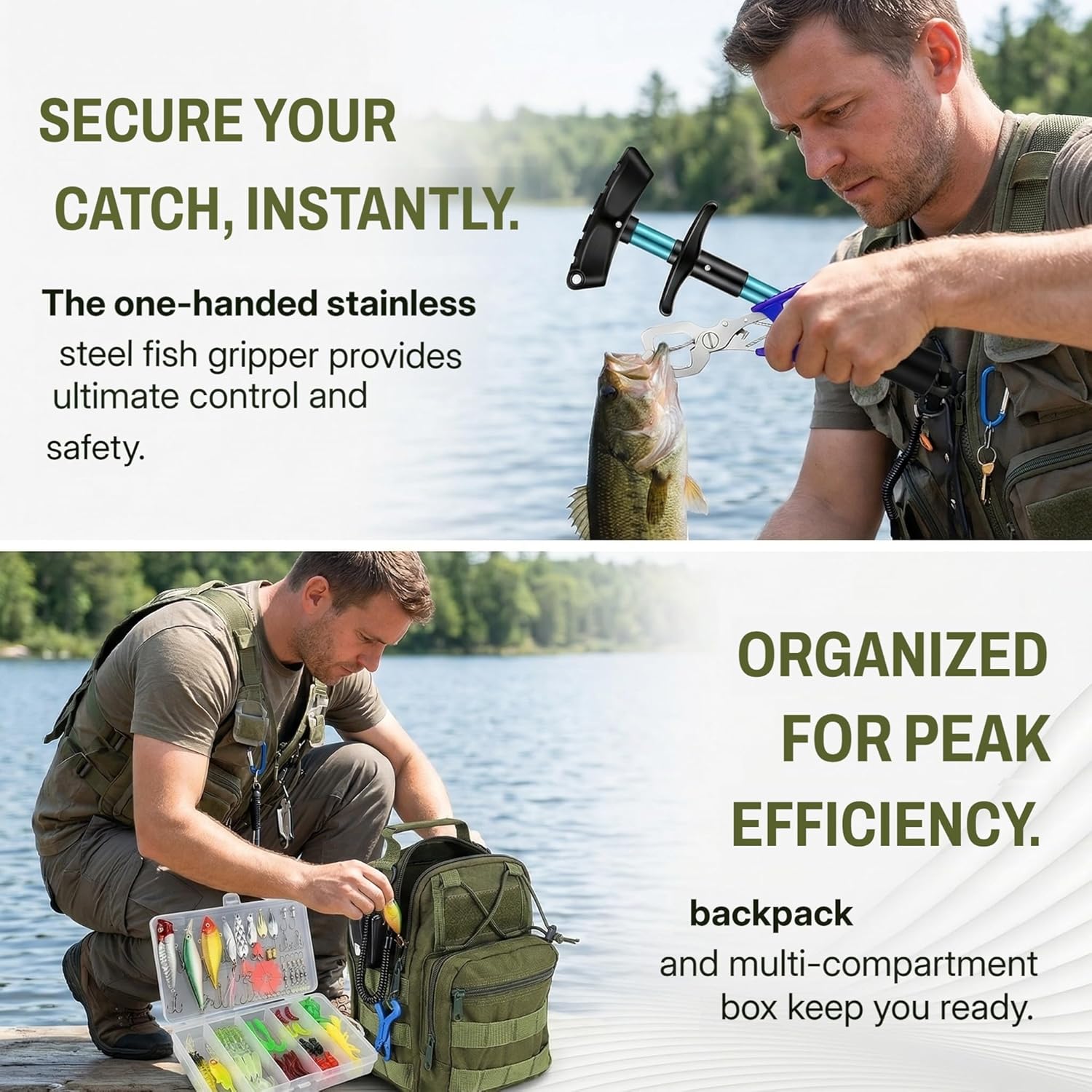 84PCS Fishing Tackle Kit with Sling Backpack, Fishing Gear Set Includes Fishing Pliers, Fish Gripper, Fishing Lures, Hooks, Fishing Tools and Accessories for Freshwater Saltwater Fishing