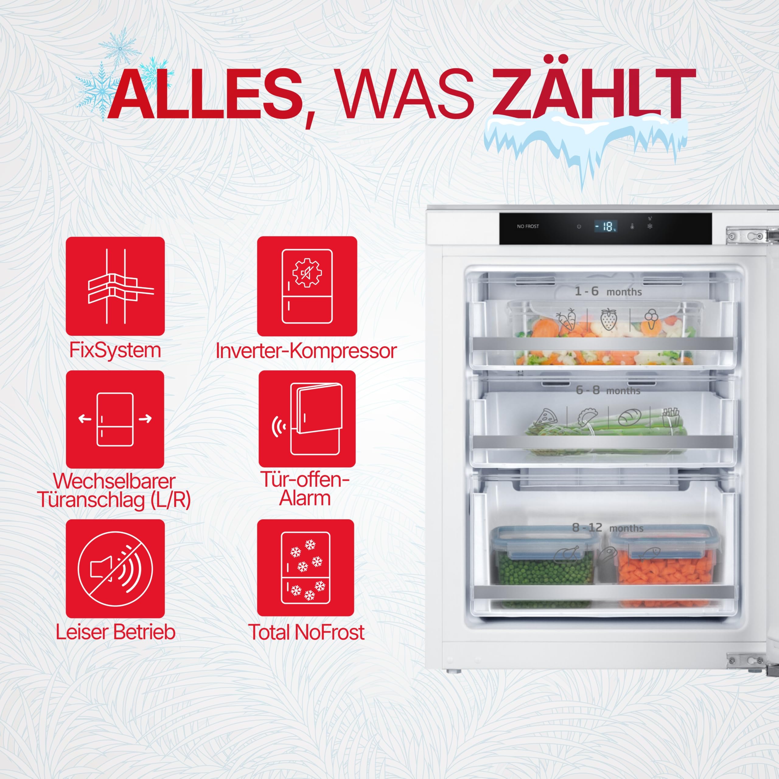 Amica EGSX 321 210 Gefrierschrank, 712 mm Nische, Festtür-Technik, Energieeffizienzklasse D
