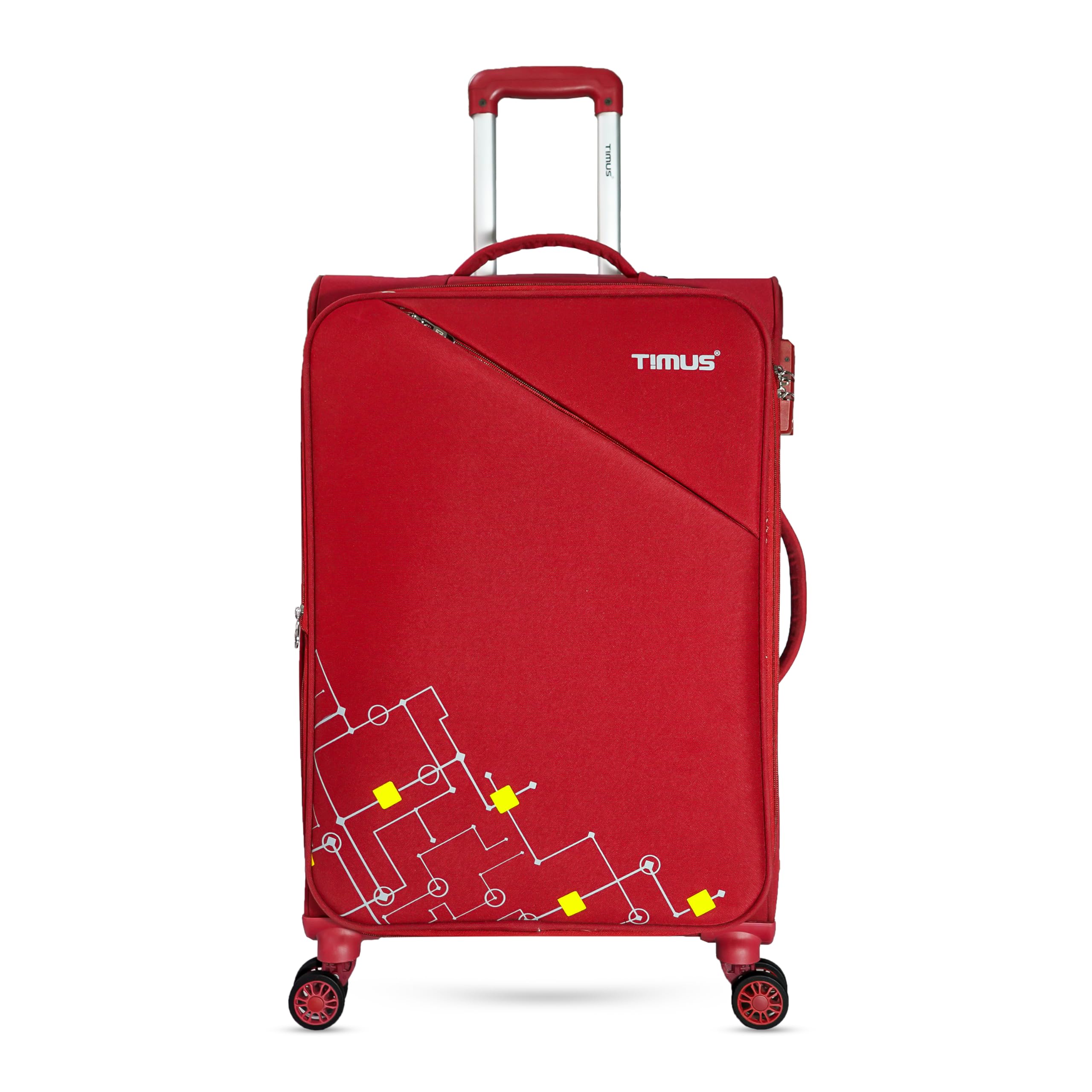 Flash Plus Premium Polyester Medium Check-in Eco Trolley Bag | Soft Sided Dust Resistant Printed Luggage | 8 Wheel Trolley Bag with TSA Lock | Travel Suitcase for Men & Women (68CMS, Red Color)-image-5