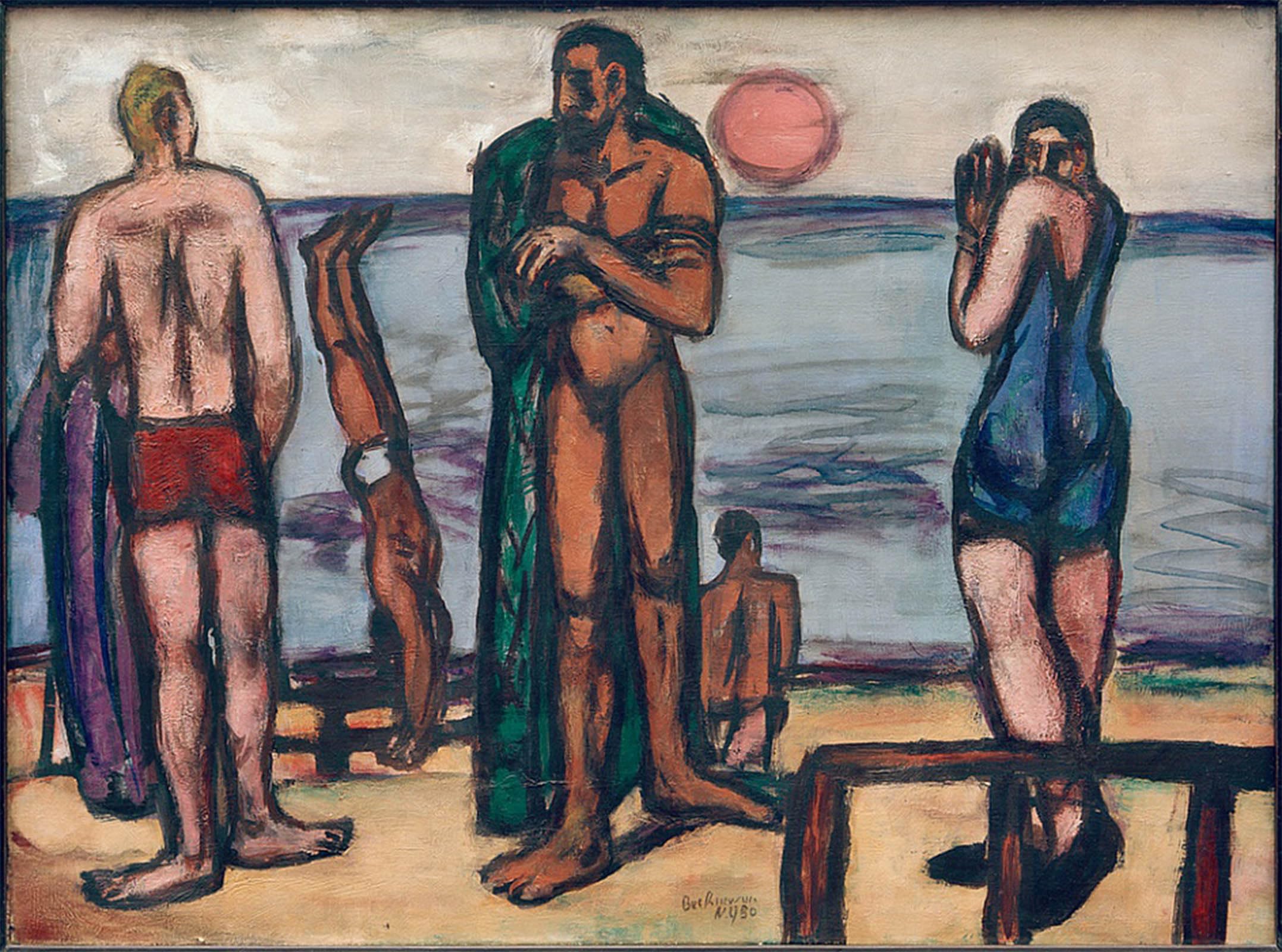 SERENDIPITP Vintage Wall Art Canvas Nordic Poster Canvas Print Picture Small Picture with Bathers by Max Beckmann Wall Art Poster for Home Decor 60x90cm