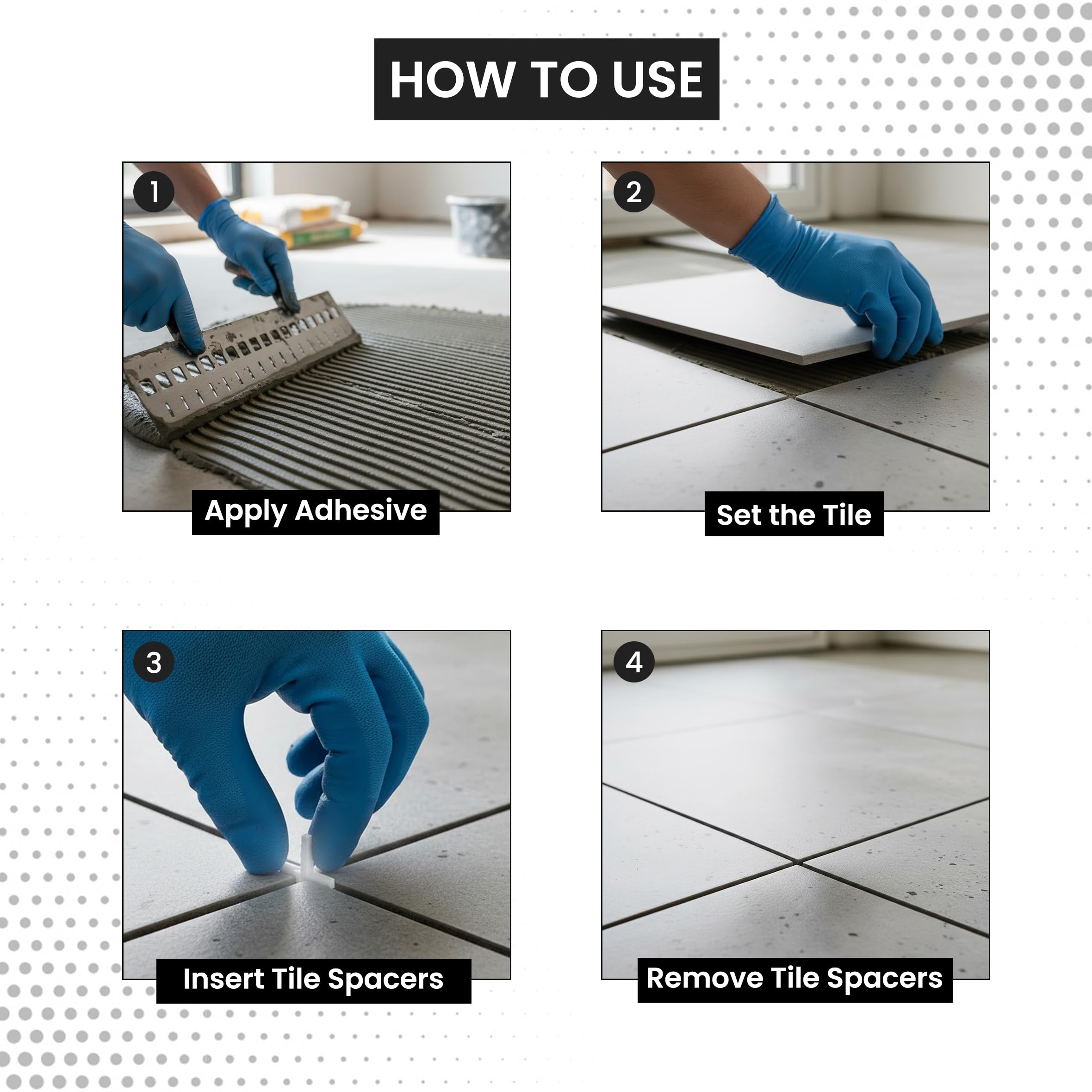 Tile Spacers Cross Shape, White Plastic, Precision Tiles Alignment, Even spacing Easy to Use (500, 4 MM) 2
