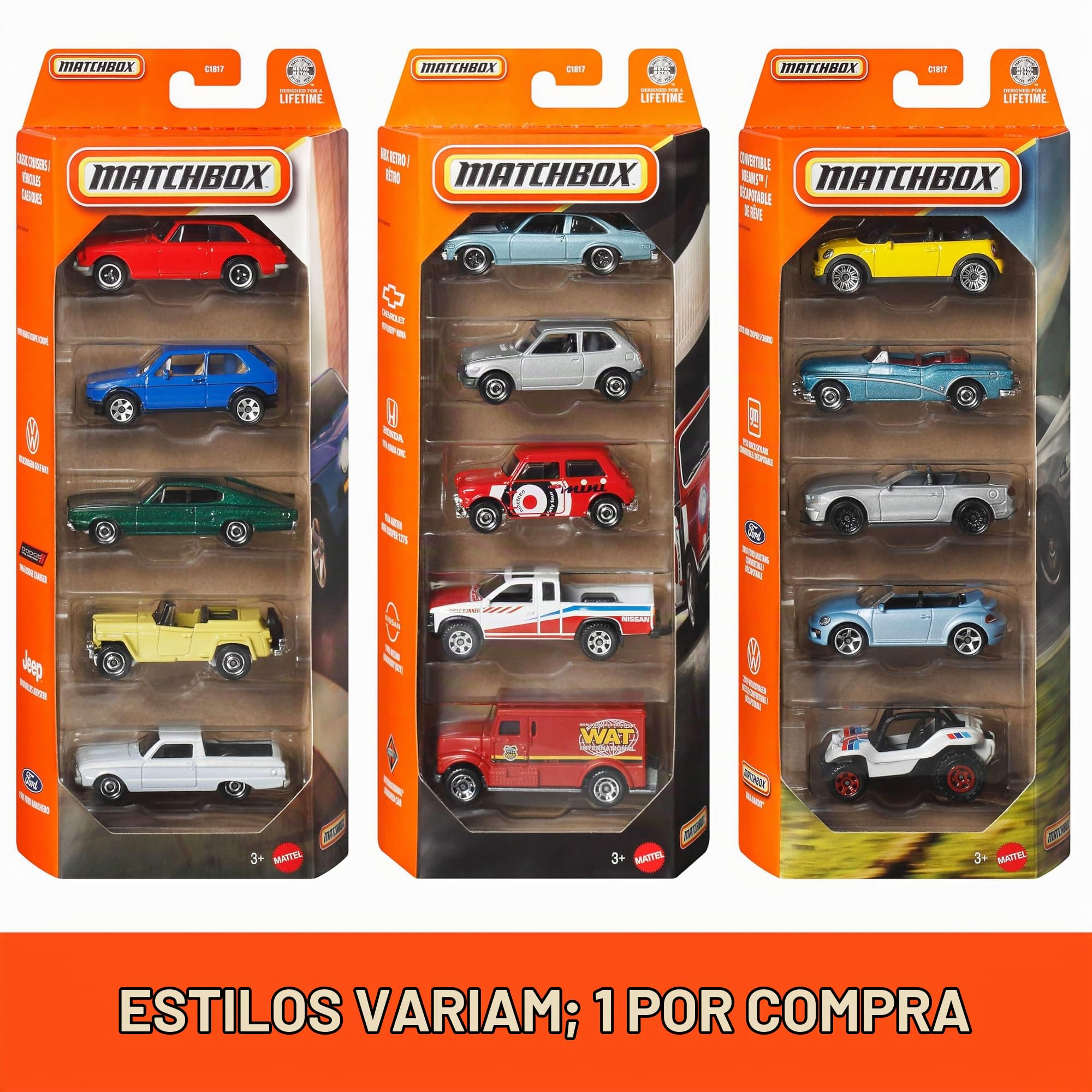 Matchbox 戦車など　5台セット Matchbox Basics Pacote 5 Carros Surpresa | Amazon.com.br