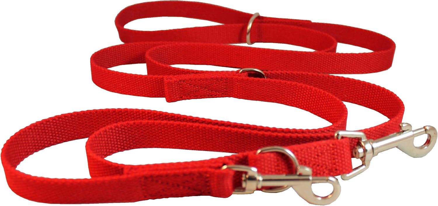 Dogs My Love 6 Way European Multi-Functional Cotton Web Dog Leash, Adjustable Lead 50"-90" Long