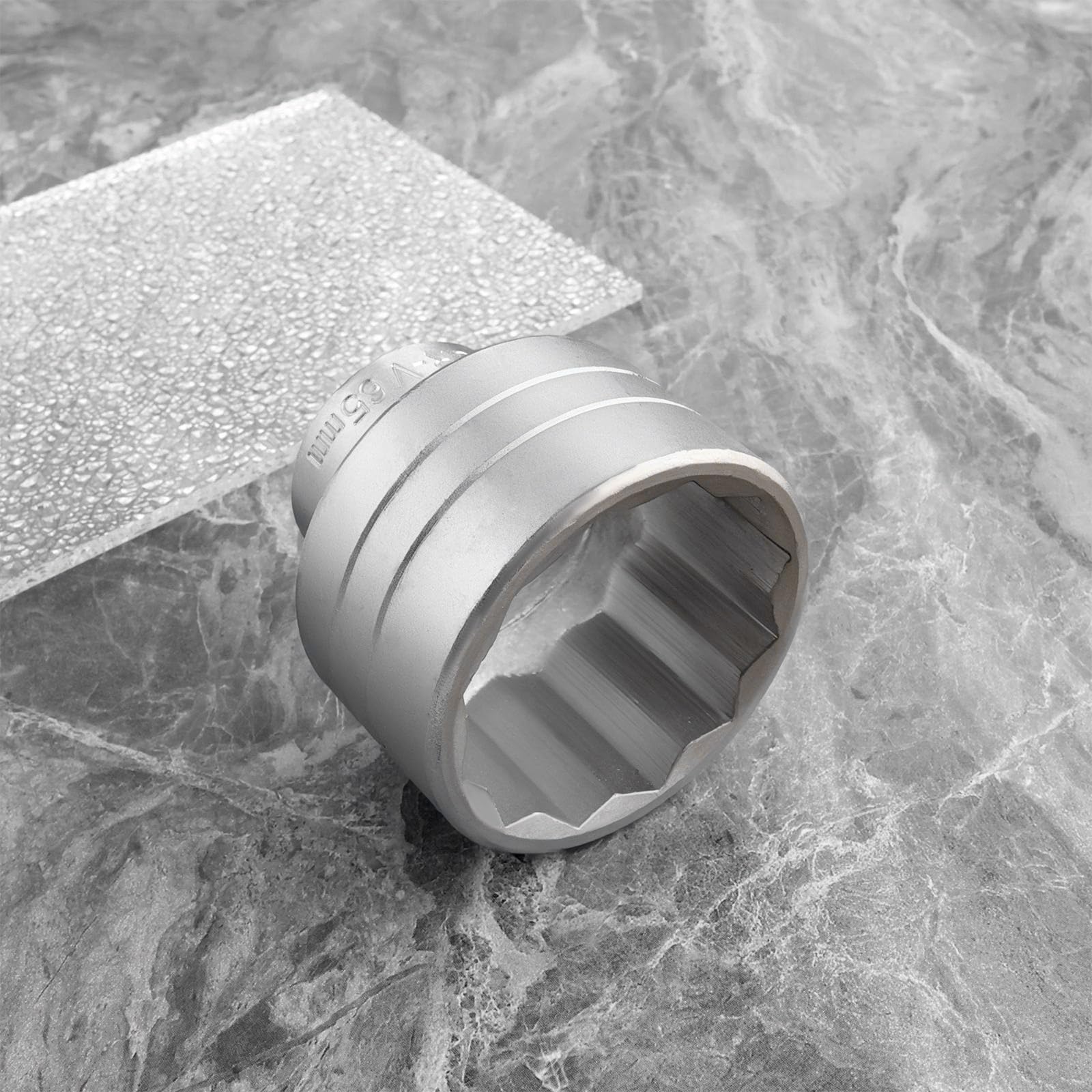 ECSiNG 1 chiave a bussola standard metrica per dado mozzo singolo, 12 punti, 1 pezzo, compatibile con Ford Transit argento (diametro 65 mm)
