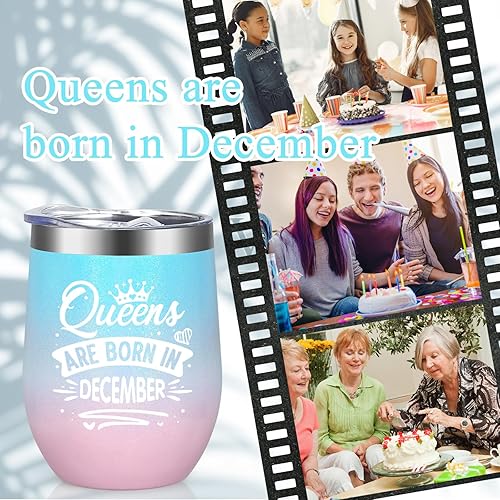 Miniatura 3 de Lifecapido Regalos de cumpleaños para mujeres, vaso de vino de cumpleaños de Queens Are Born in Octubre, 12oz, regalo de cumpleaños de octubre,