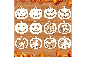 Mocoosy 12 Pcs 8 Inch Halloween Stencils, Extra Large Pumpkin Stencils for Carving, Painting, Decorating