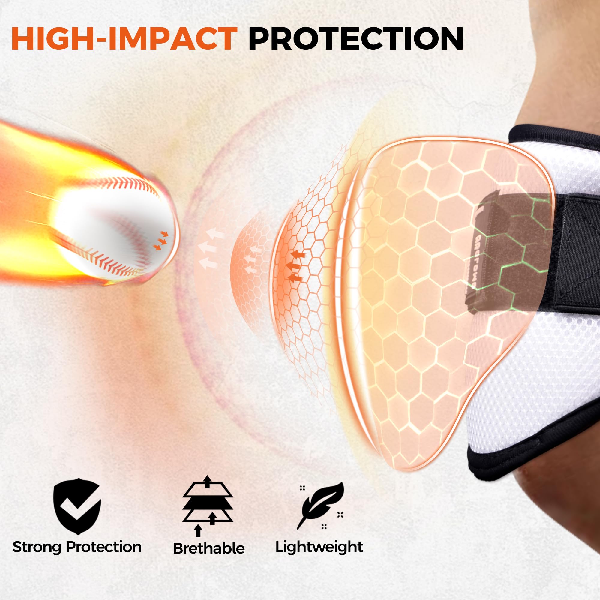 COOLOMG Batters Baseball Elbow Guard - Protective Arm Gear with Adjustable Strap for Softball,Ice Hockey Single…