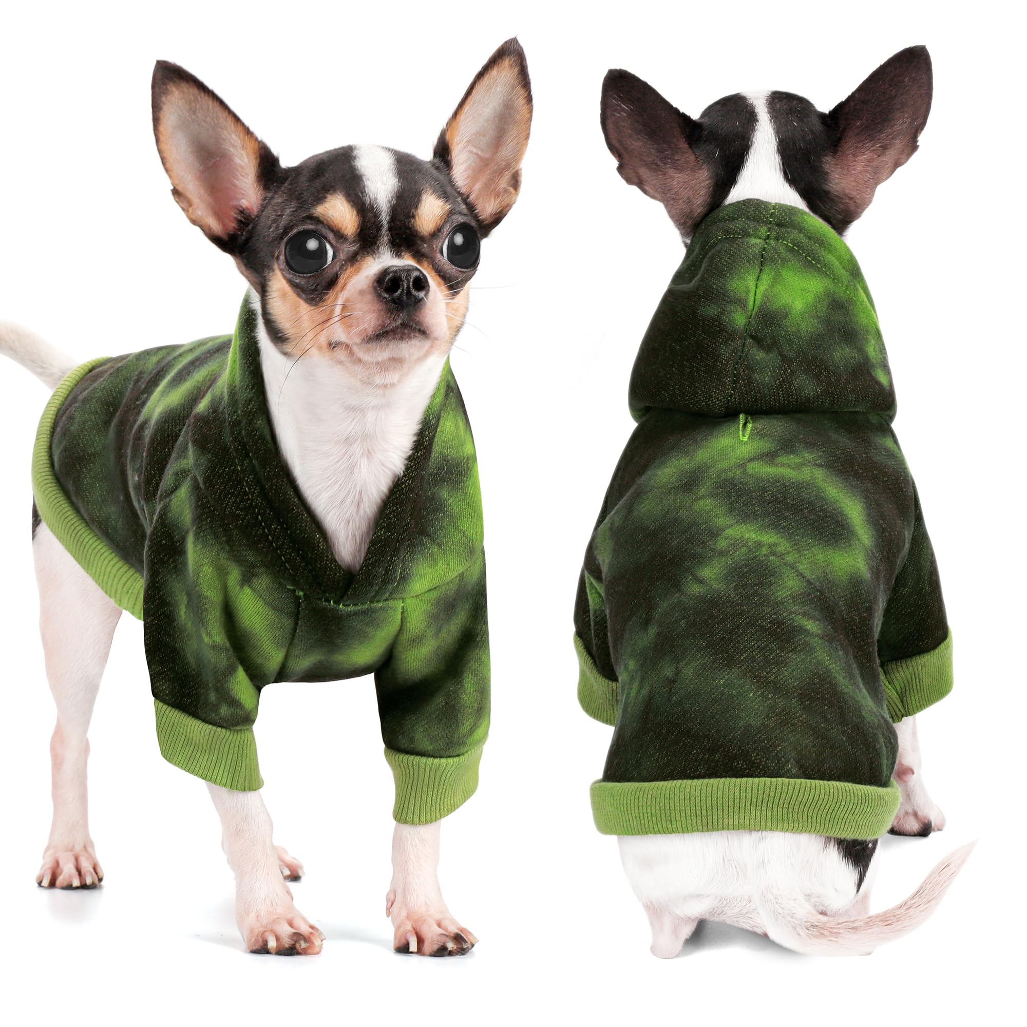 Vibrant Tie-Dye Dog Hoodie with Convenient Leash Hole – Stylish and Cozy Sweatshirt for Small, Medium, and Large Dogs, Perfect for Walks, Casual Outings, and Everyday Comfort.Green tie-dye S