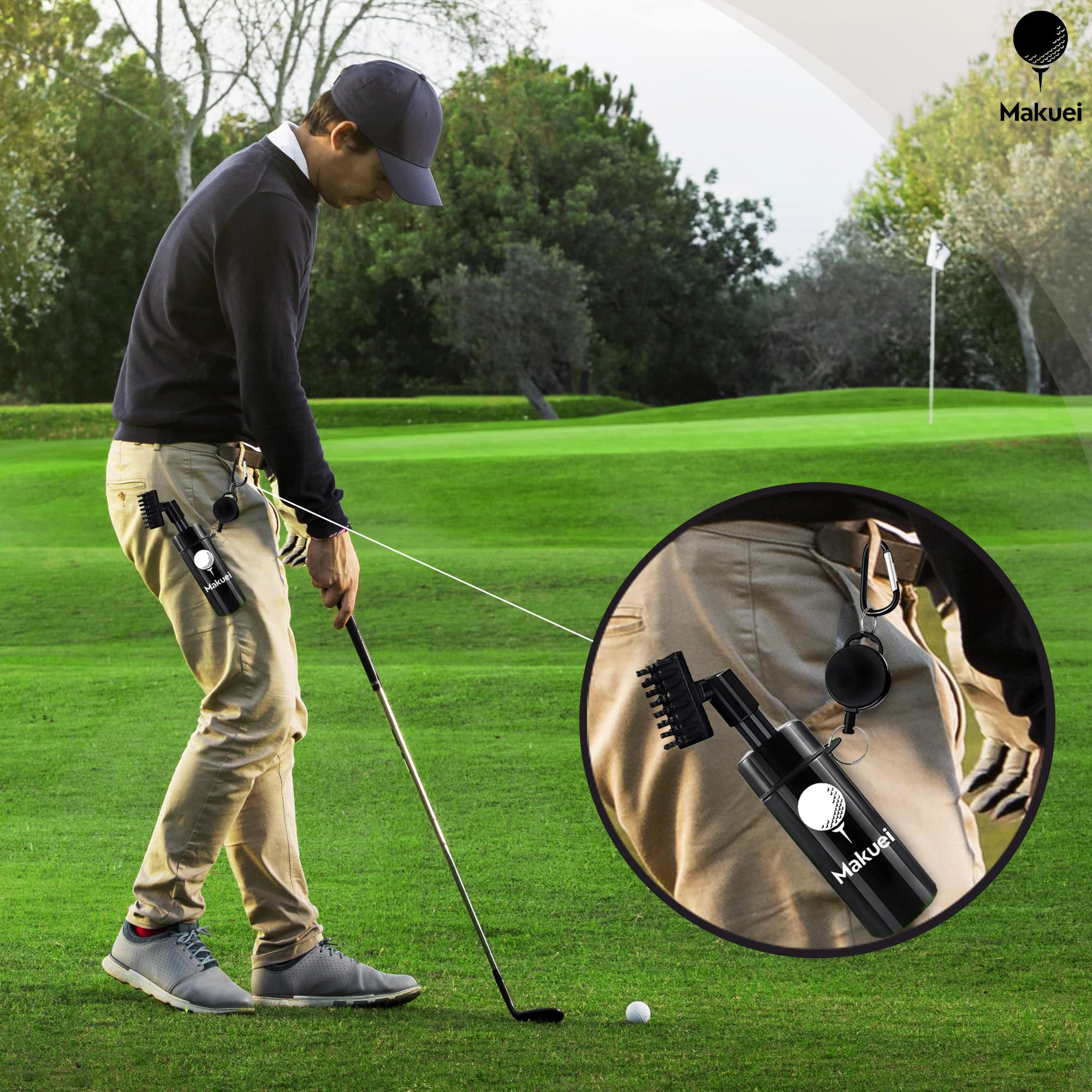 Makuei Cepillo Limpiador de Palos de Golf Accesorios Bolsa Regalo Golfistas