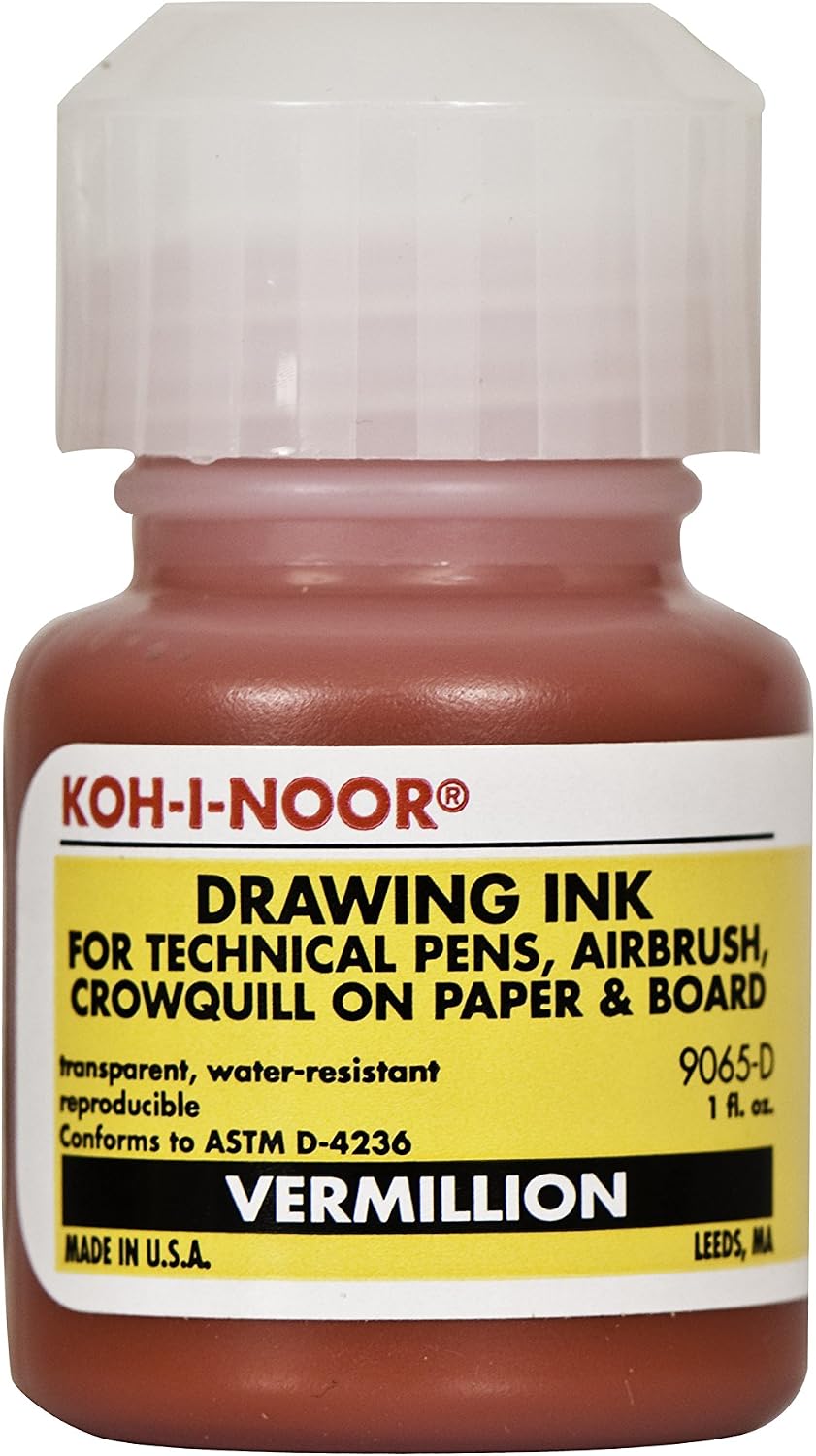 Koh-I-Noor Pigment-Based Drawing Ink, 1 Ounce Bottle, Vermillion (9065D.VER)