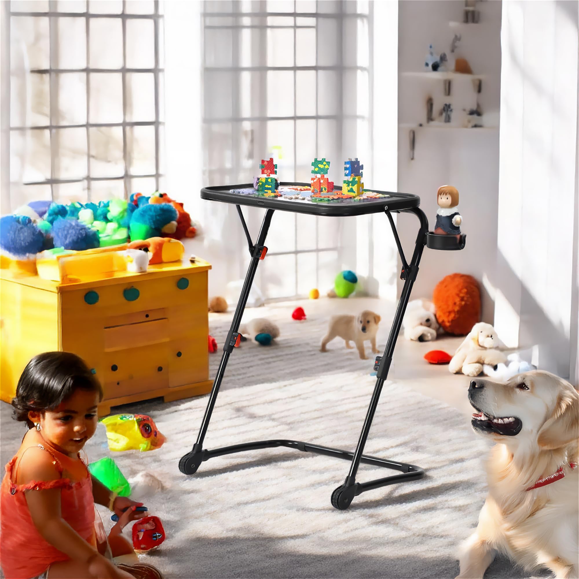 Table de dessin colorée pour enfant avec hauteur réglable, rangement spacieux et design ergonomique - Parfait pour les arts et l'artisanat, le travail à domicile et le jeu créatif, noir, 53 x 37,5 x