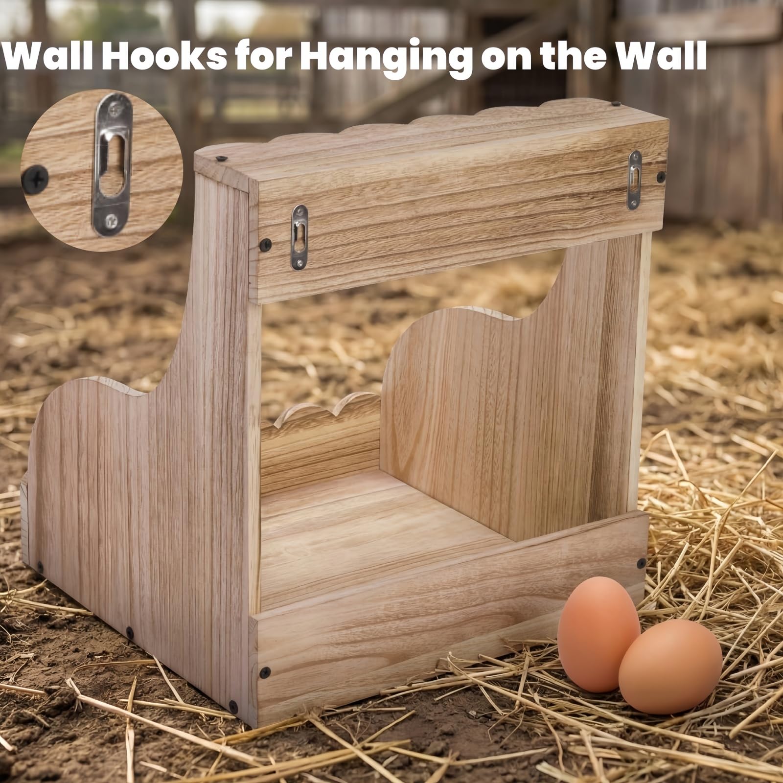 Tlence Caja de anidación de pollo de un solo compartimento, 14.5 x 13.75 x 13.75 x 13 pulgadas, caja de huevos de madera para gallinas ponedoras de huevos, accesorios grandes y resistentes para aves