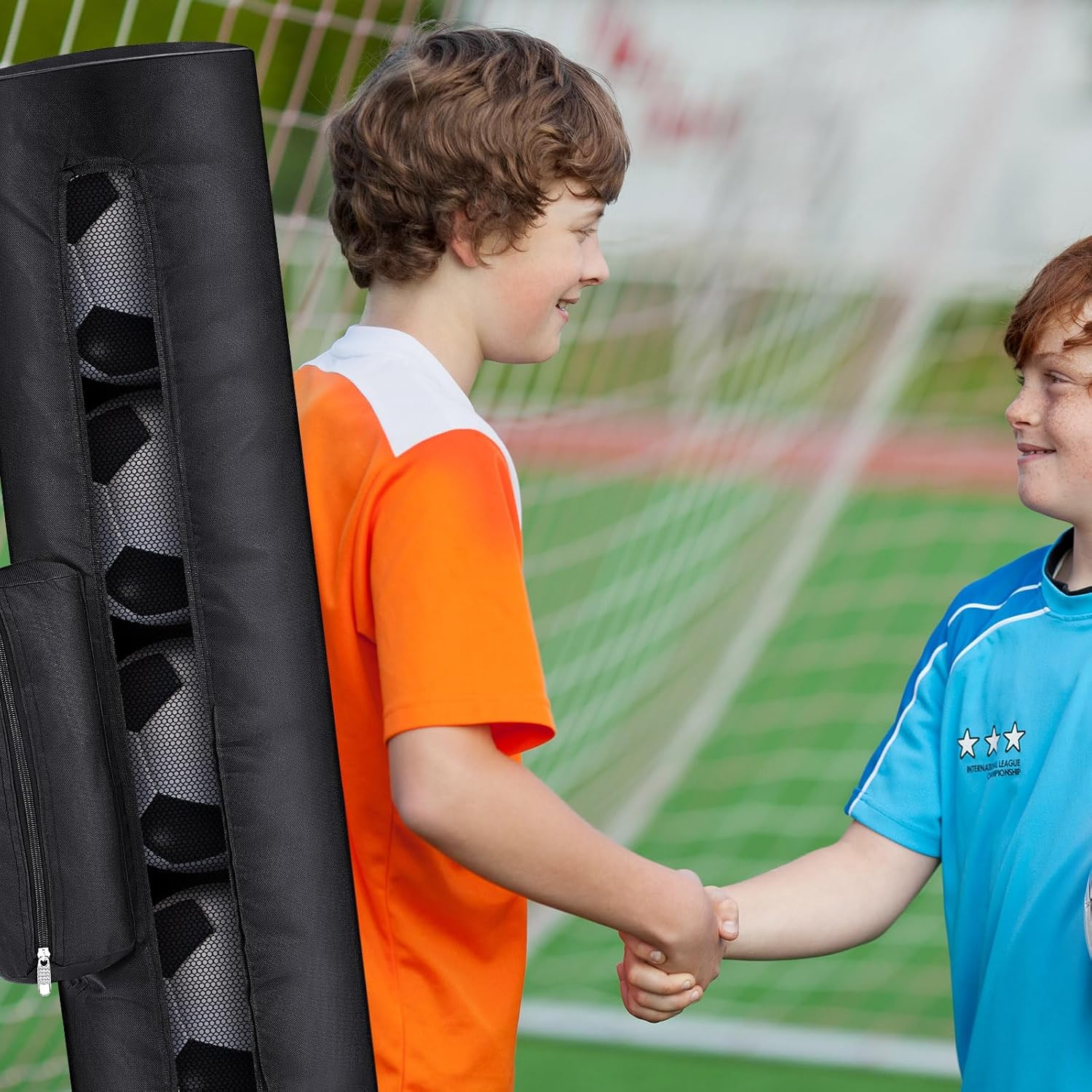 Mesh Soccer Ball Bag Holds up to 5 Balls Football Bag for Coaches 40 x 9 Inches Equipment Bags with 1 Front Pockets and Adjustable Shoulder Strap for Coach Sport Accessories Gym Volleyball - Image 5