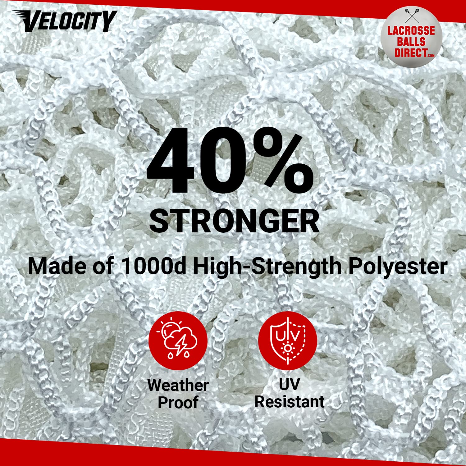 Velocity 5MM Heavy Duty White Lacrosse Net Fits 6?ÇÖx6?ÇÖx7?ÇÖ Goals