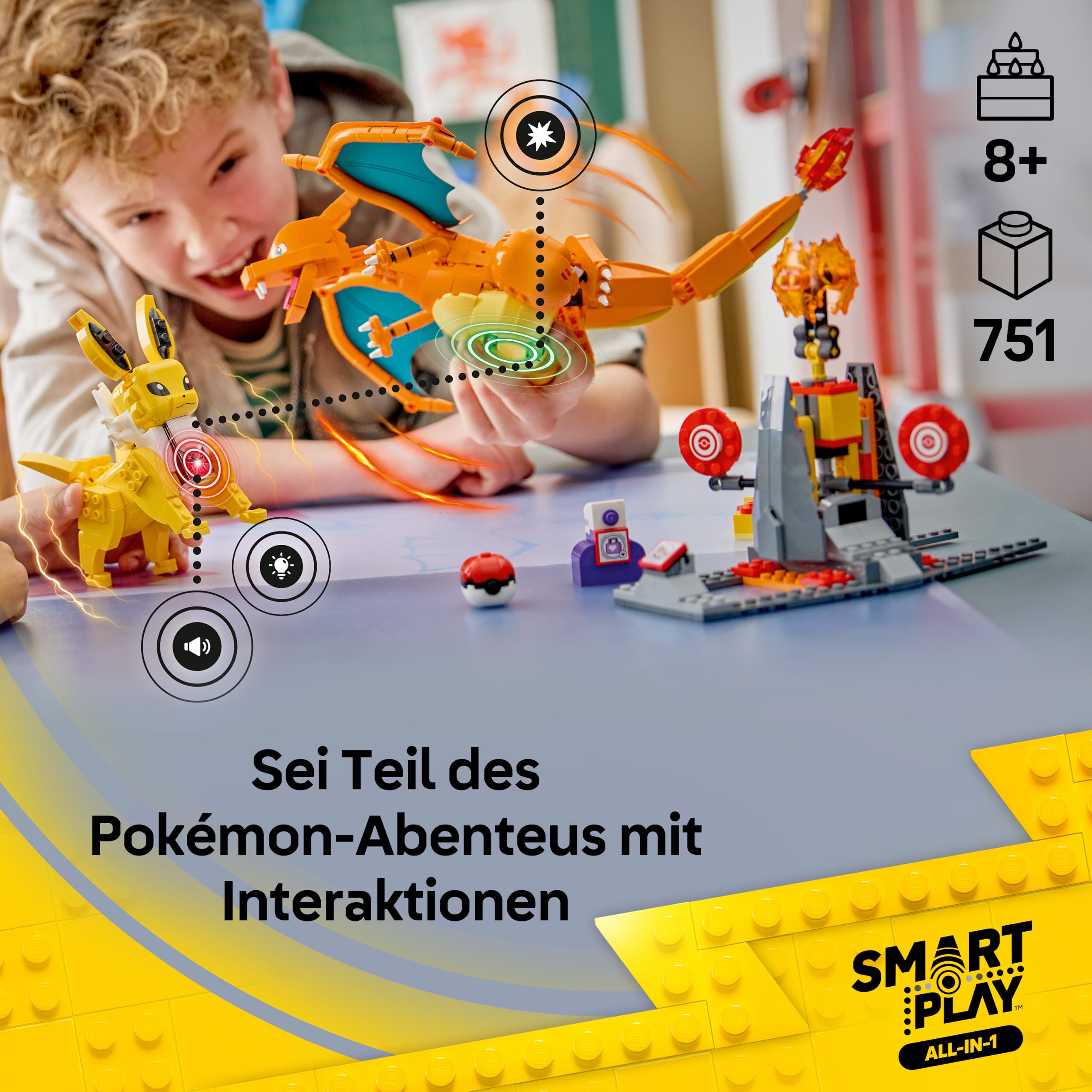 LEGO Pokémon SMART Play: Ultimativer Showdown zwischen Glurak und Blitza - All-in-1 Set mit 2 SMART Bricks, 4 Tags, 2 Figuren & Ladegerät - Geschenk für Kinder ab 8 Jahren - 72167