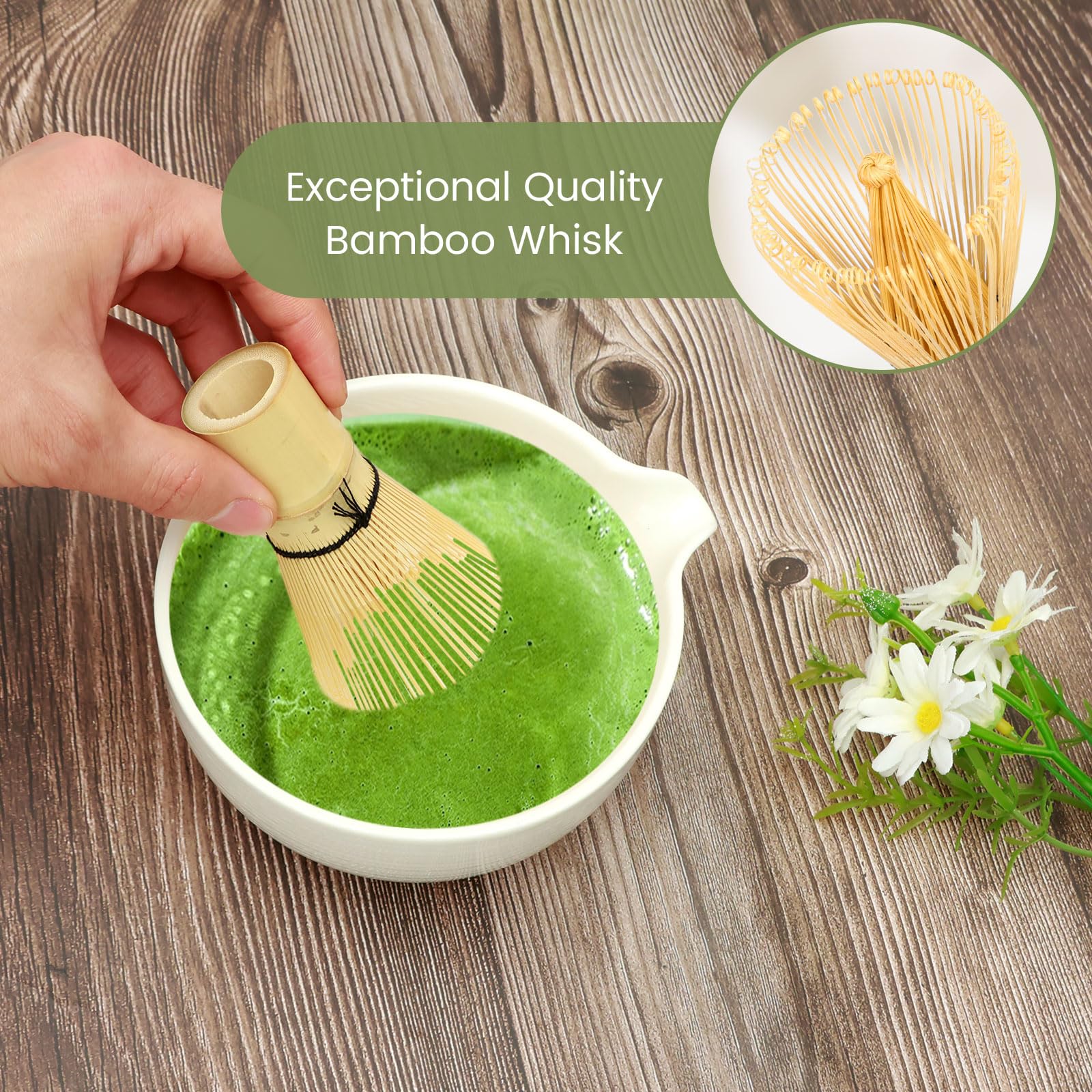 Set Matcha Giapponese - 4 Ciotole Ceramica + Frusta Bambù Per Cerimonia Del Tè - Foto 1
