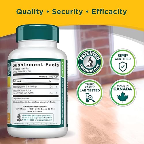 Miniatura 5 de Genacol Plus – Suplemento de glucosamina y colágeno, péptidos de colágeno ultrahidrolizados, facilita el movimiento de las articulaciones, mantiene