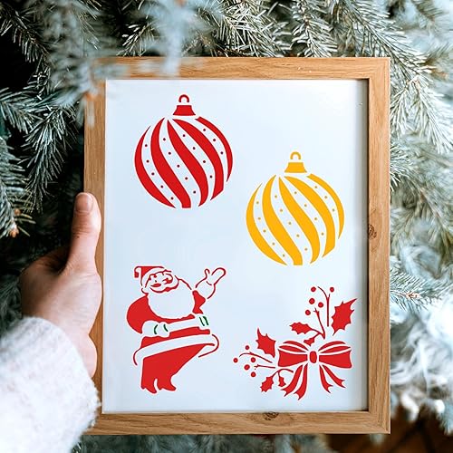 Miniatura 7 de 30 plantillas de Navidad, plantilla de pintura reutilizable, múltiples patrones, plantillas de decoración, pintura en madera para manualidades,