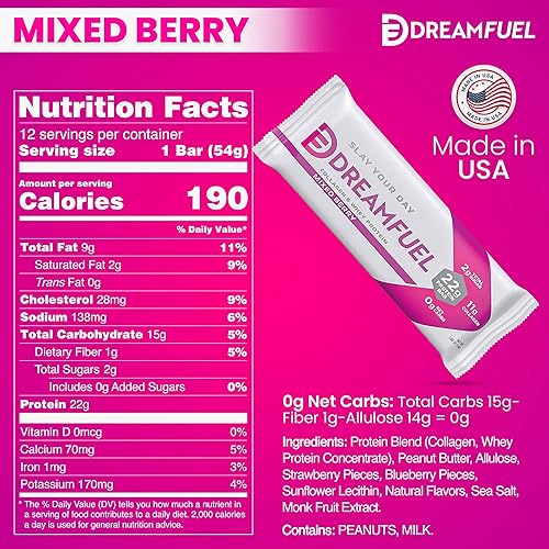 Miniatura 10 de DREAM FUEL - Barra alta en proteínas, Dreamsicle, 0.74 oz de proteína, 0.35 onzas de colágeno, 0.00 oz de carbohidratos netos, baja en azúcar, baja